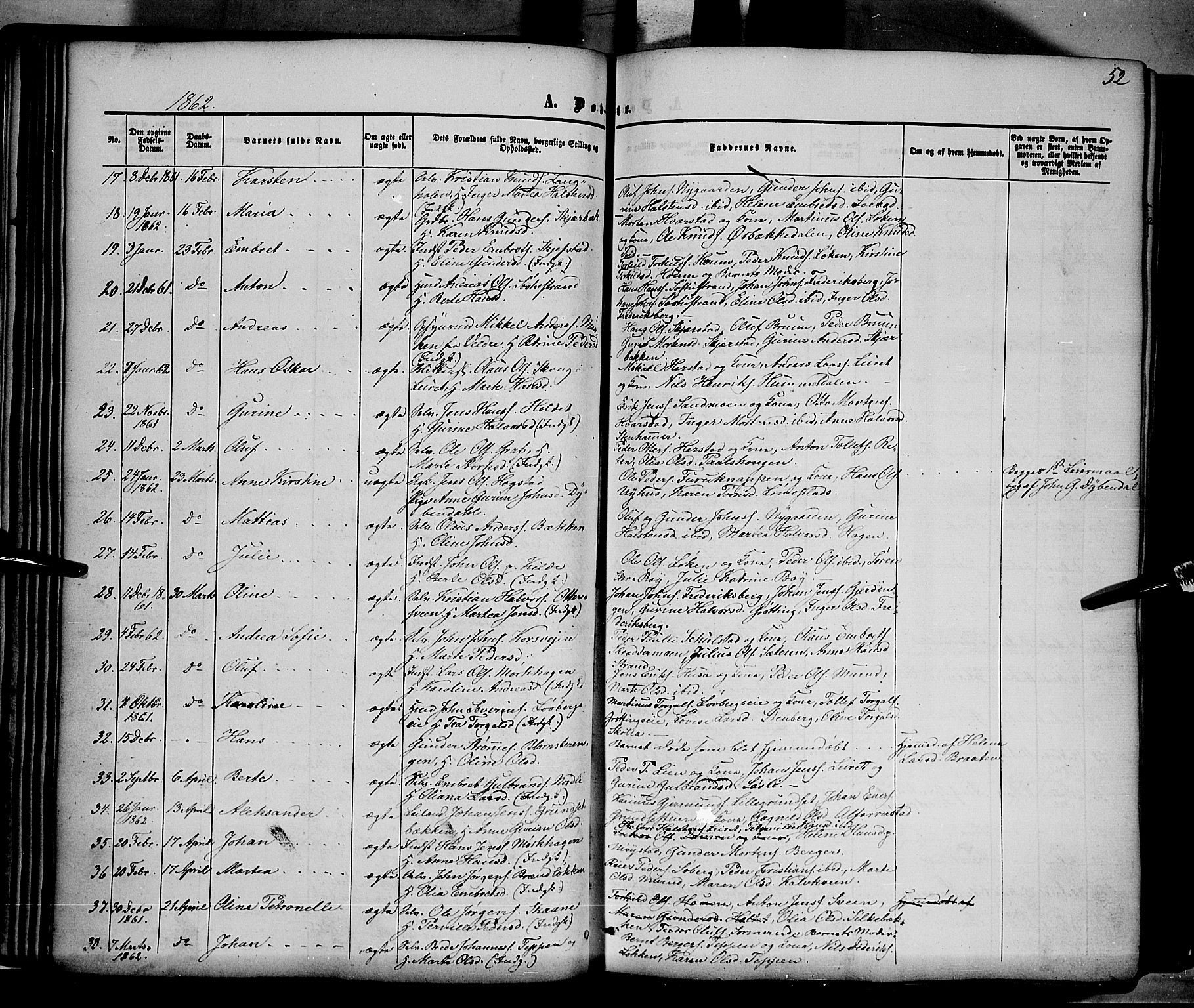 Elverum prestekontor, AV/SAH-PREST-044/H/Ha/Haa/L0010: Ministerialbok nr. 10, 1857-1868, s. 52
