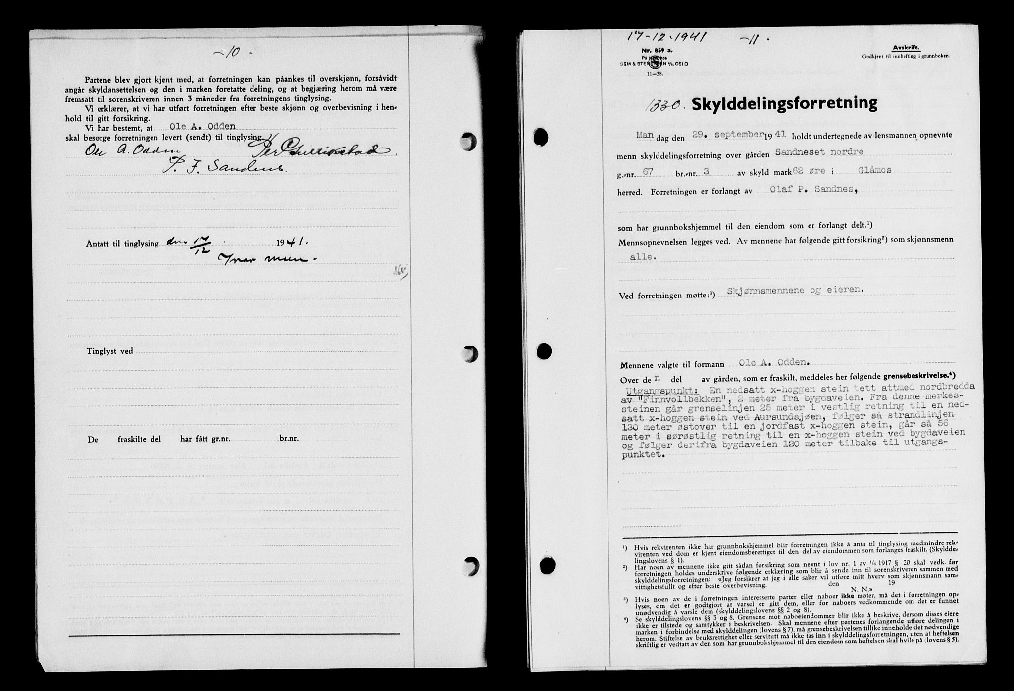Gauldal sorenskriveri, SAT/A-0014/1/2/2C/L0054: Pantebok nr. 59, 1941-1942, Dagboknr: 1330/1941