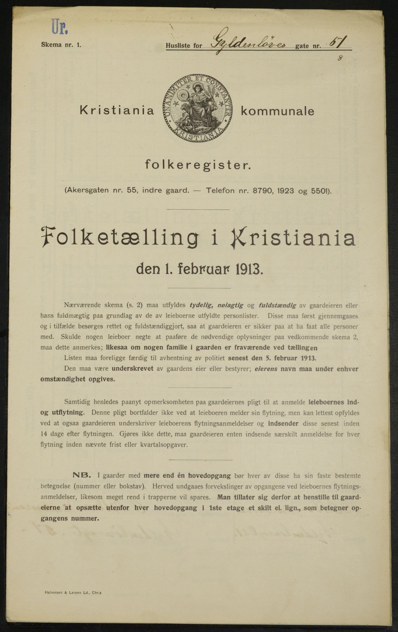 OBA, Kommunal folketelling 1.2.1913 for Kristiania, 1913, s. 32747