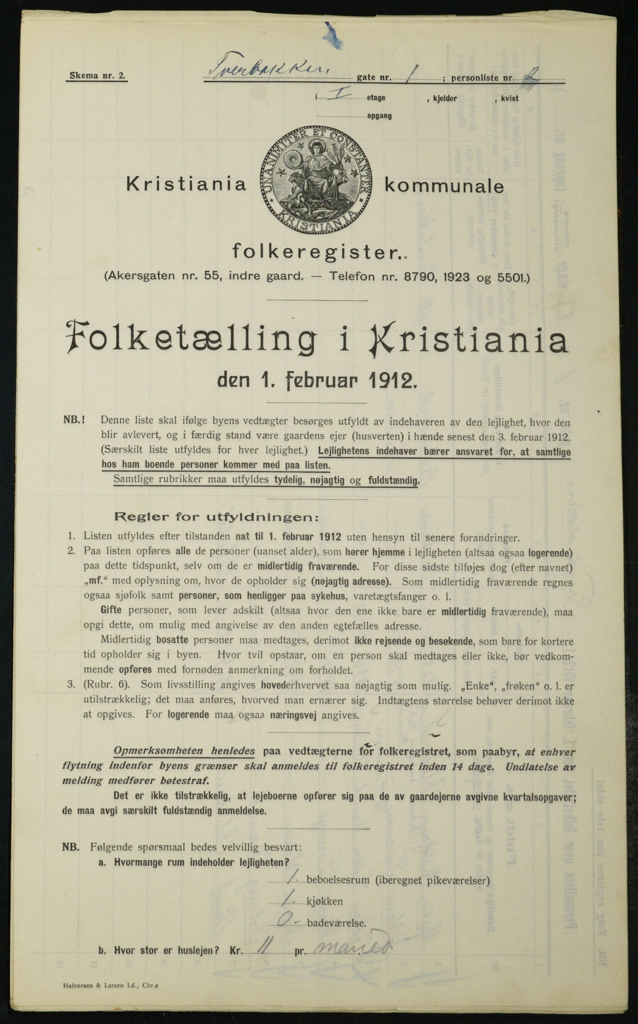 OBA, Kommunal folketelling 1.2.1912 for Kristiania, 1912, s. 117413