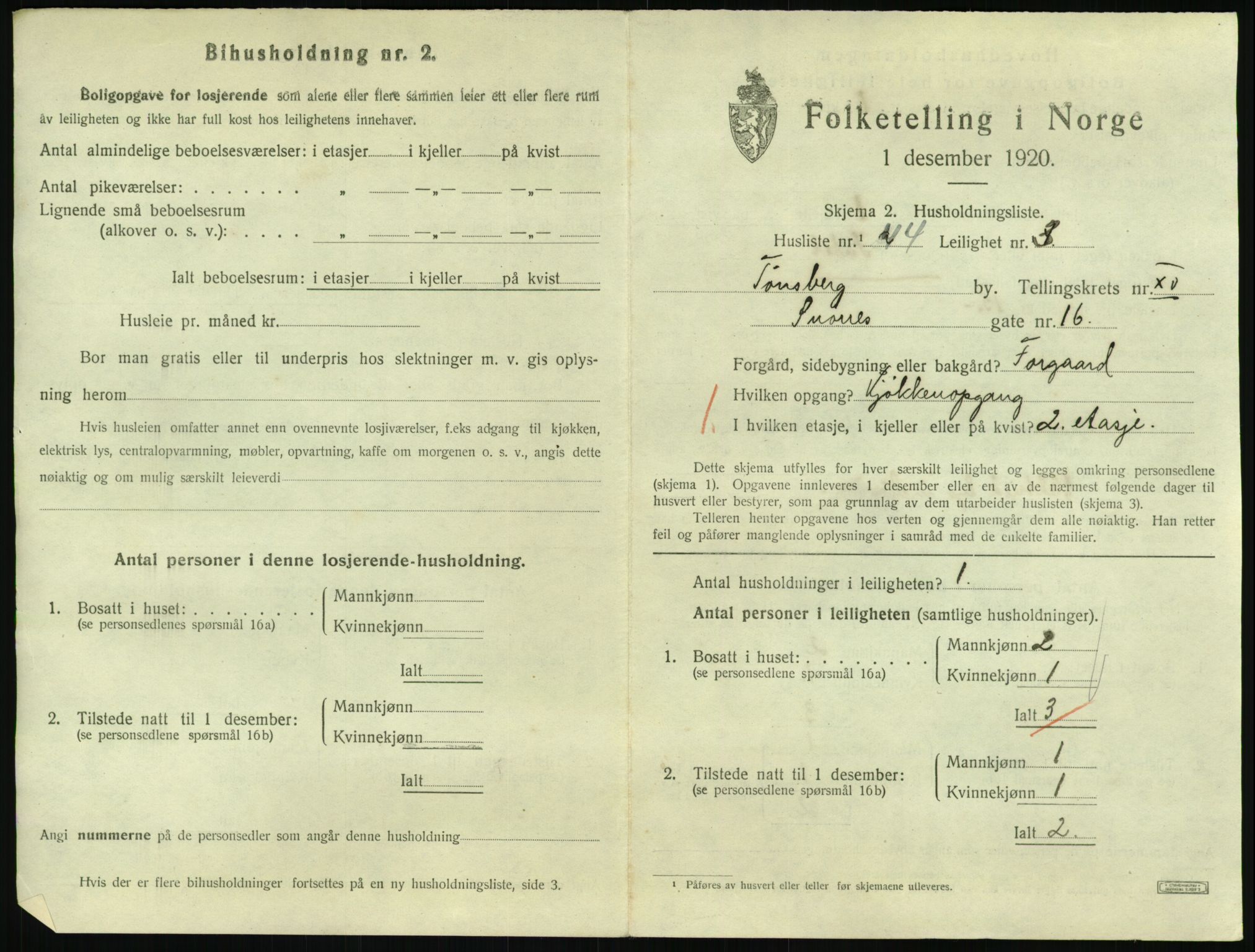 SAKO, Folketelling 1920 for 0705 Tønsberg kjøpstad, 1920, s. 6291