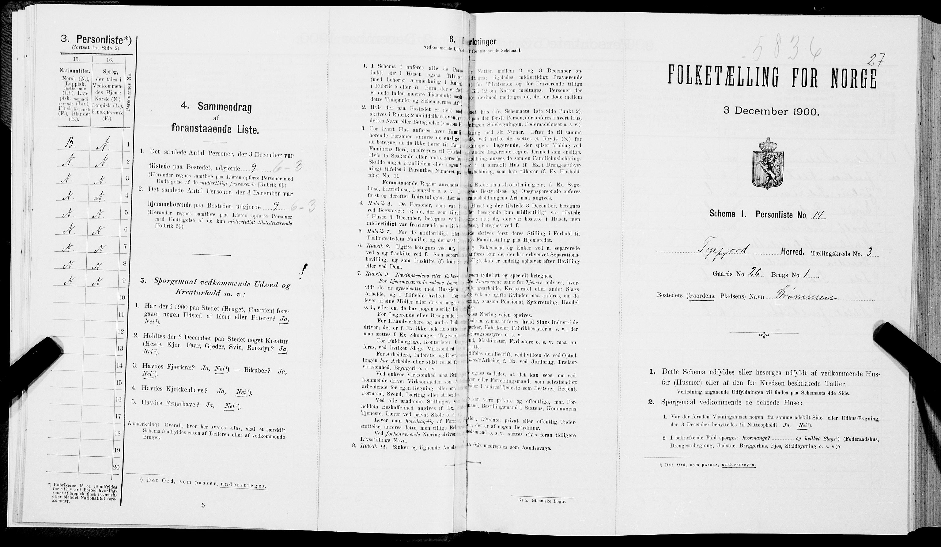 SAT, Folketelling 1900 for 1850 Tysfjord herred, 1900, s. 323