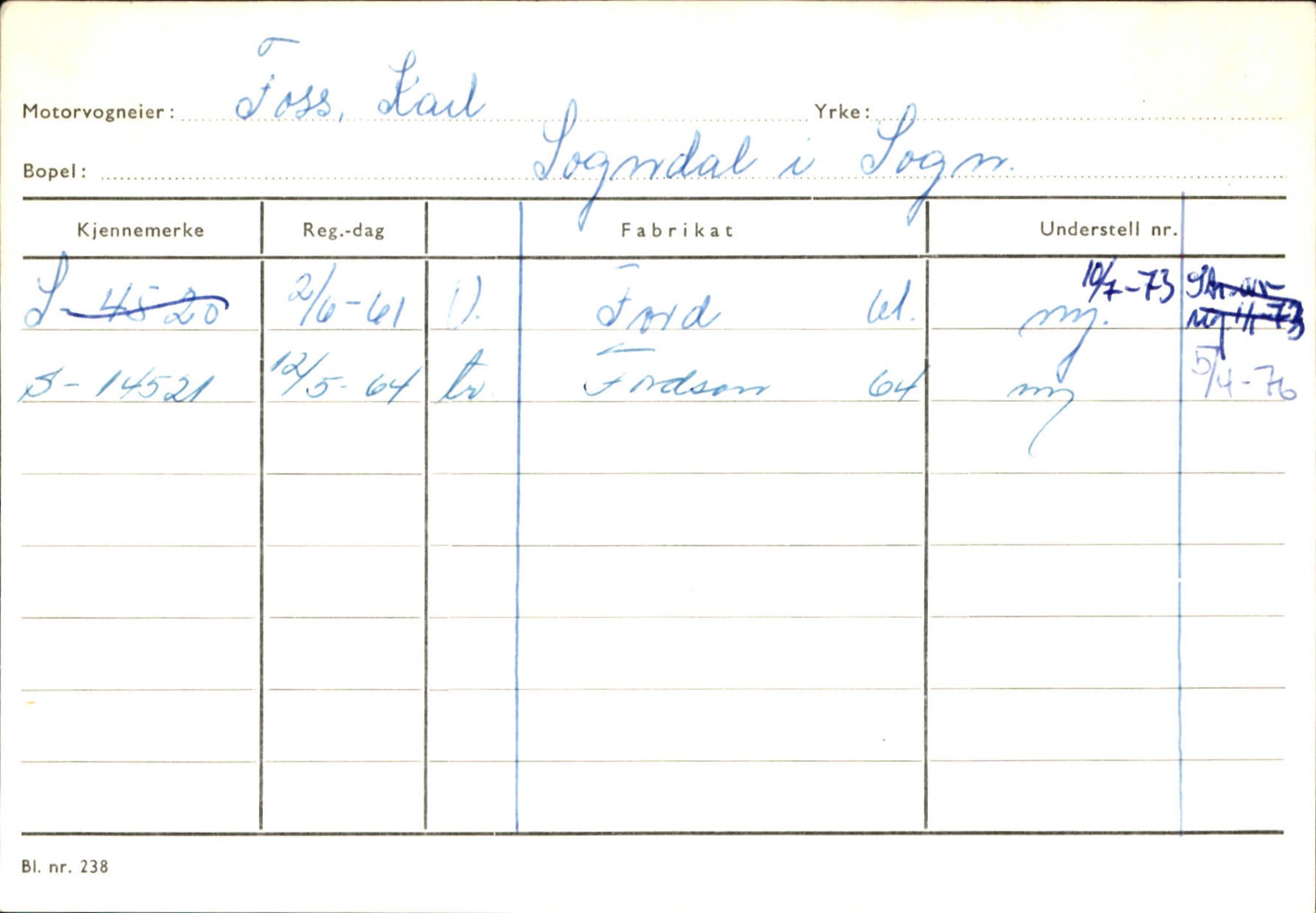 Statens vegvesen, Sogn og Fjordane vegkontor, AV/SAB-A-5301/4/F/L0124: Eigarregister Sogndal A-U, 1945-1975, s. 615