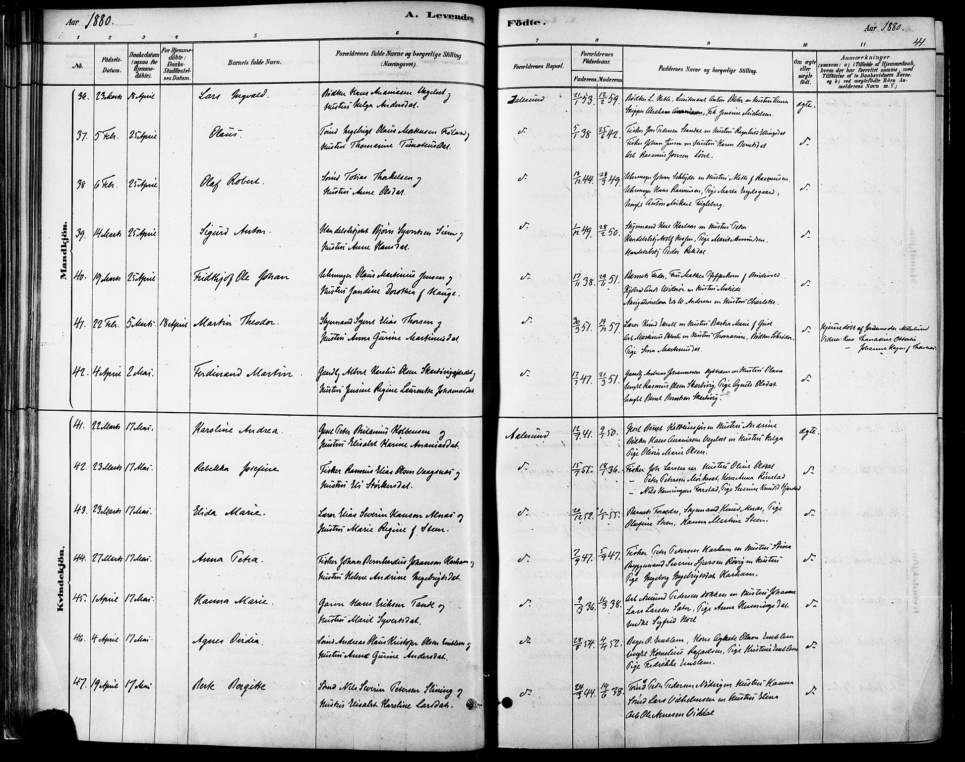 Ministerialprotokoller, klokkerbøker og fødselsregistre - Møre og Romsdal, SAT/A-1454/529/L0454: Ministerialbok nr. 529A04, 1878-1885, s. 41