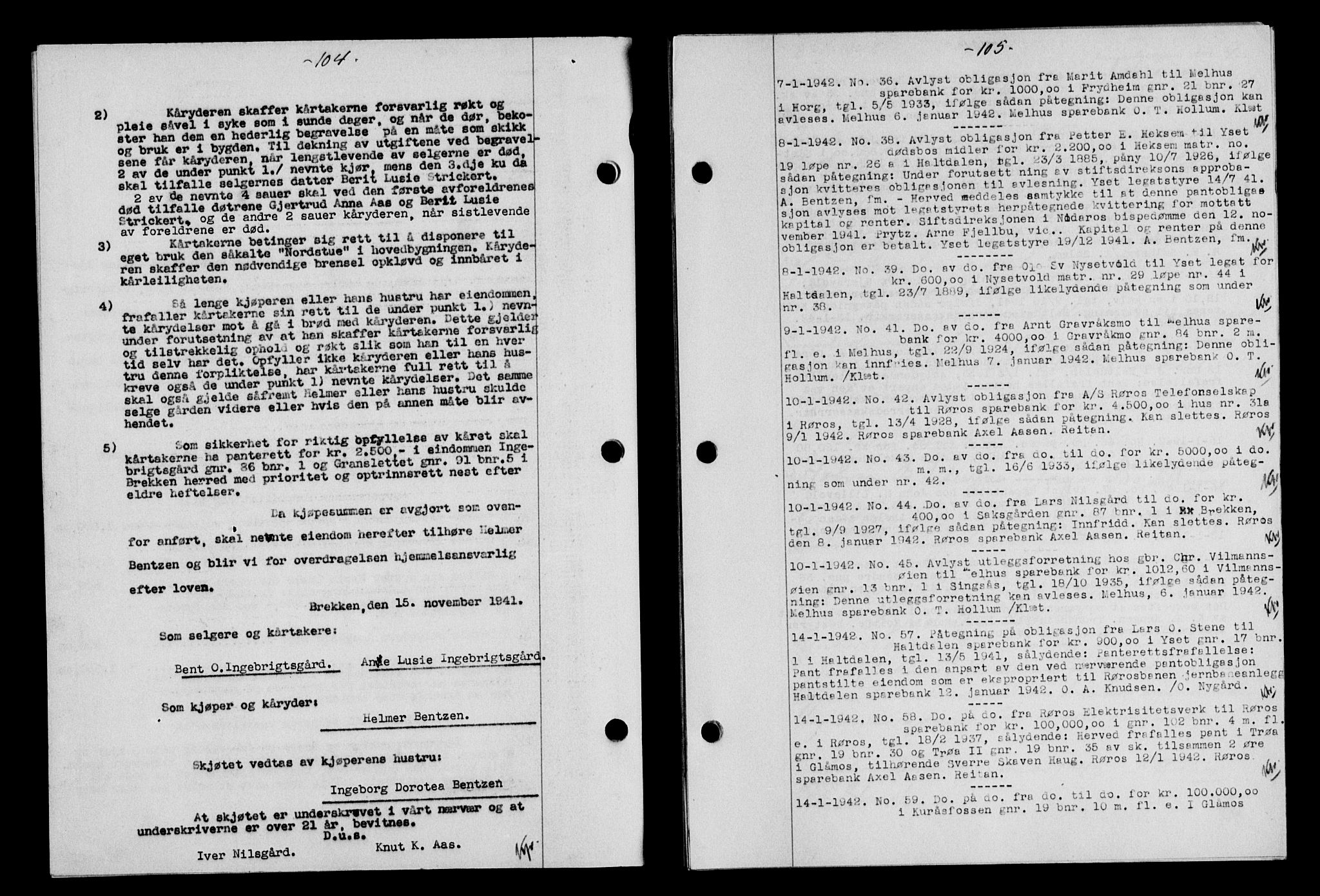 Gauldal sorenskriveri, SAT/A-0014/1/2/2C/L0054: Pantebok nr. 59, 1941-1942, Dagboknr: 36/1942