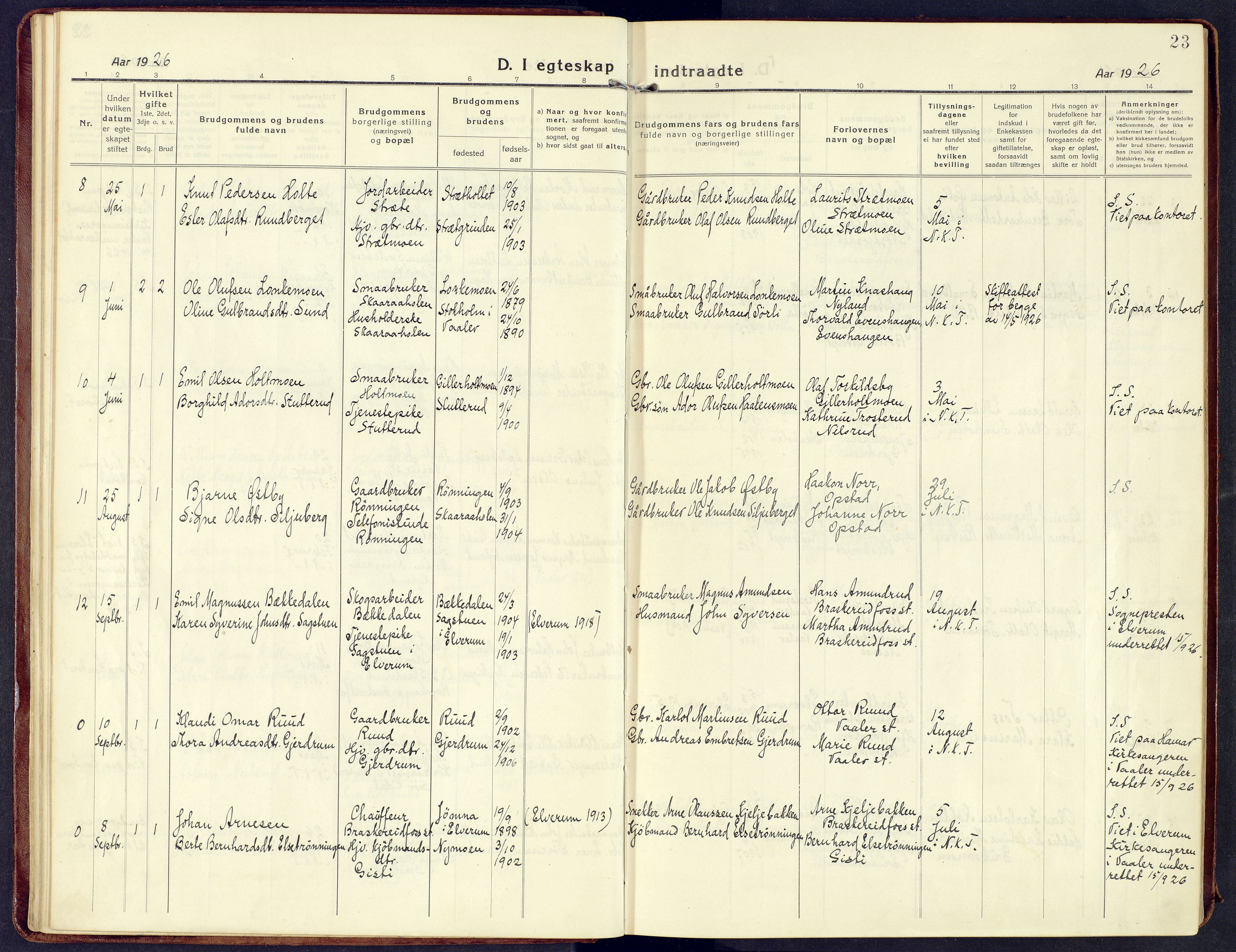 Våler prestekontor, Hedmark, AV/SAH-PREST-040/H/Ha/Haa/L0011: Ministerialbok nr. 11, 1919-1933, s. 23