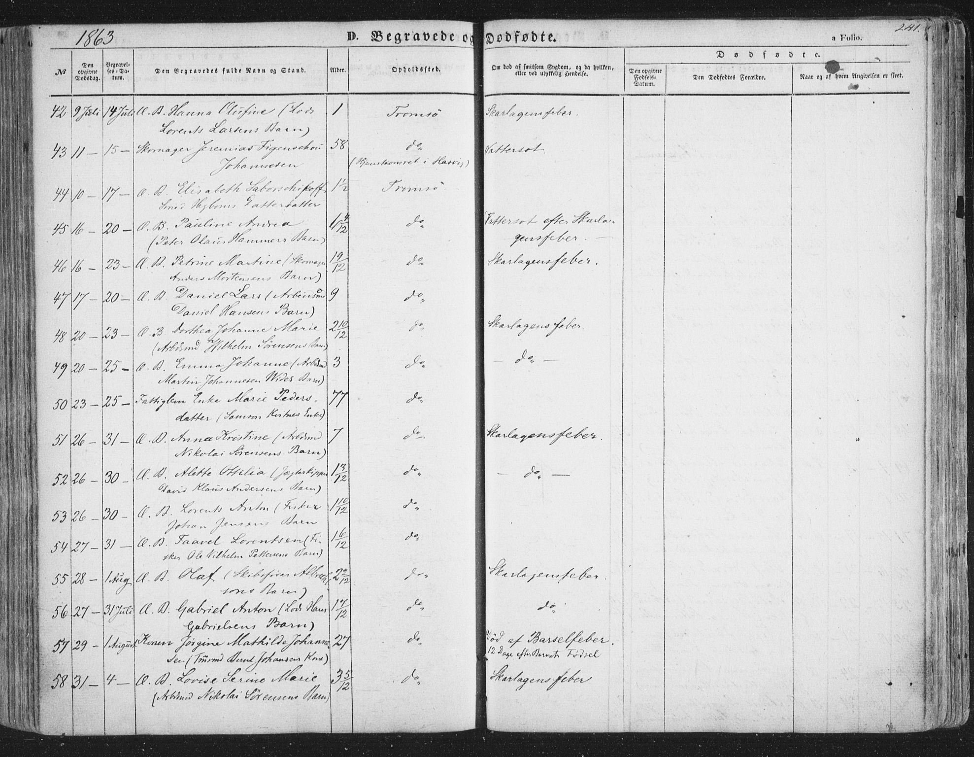 Tromsø sokneprestkontor/stiftsprosti/domprosti, AV/SATØ-S-1343/G/Ga/L0011kirke: Ministerialbok nr. 11, 1856-1865, s. 241