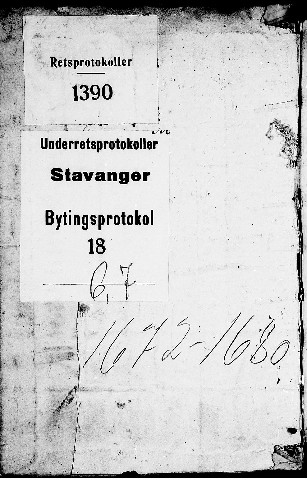 Stavanger byfogd, SAST/A-101408/001/3/30/30BA/L0023: Bytingprotkoll, 1672-1680