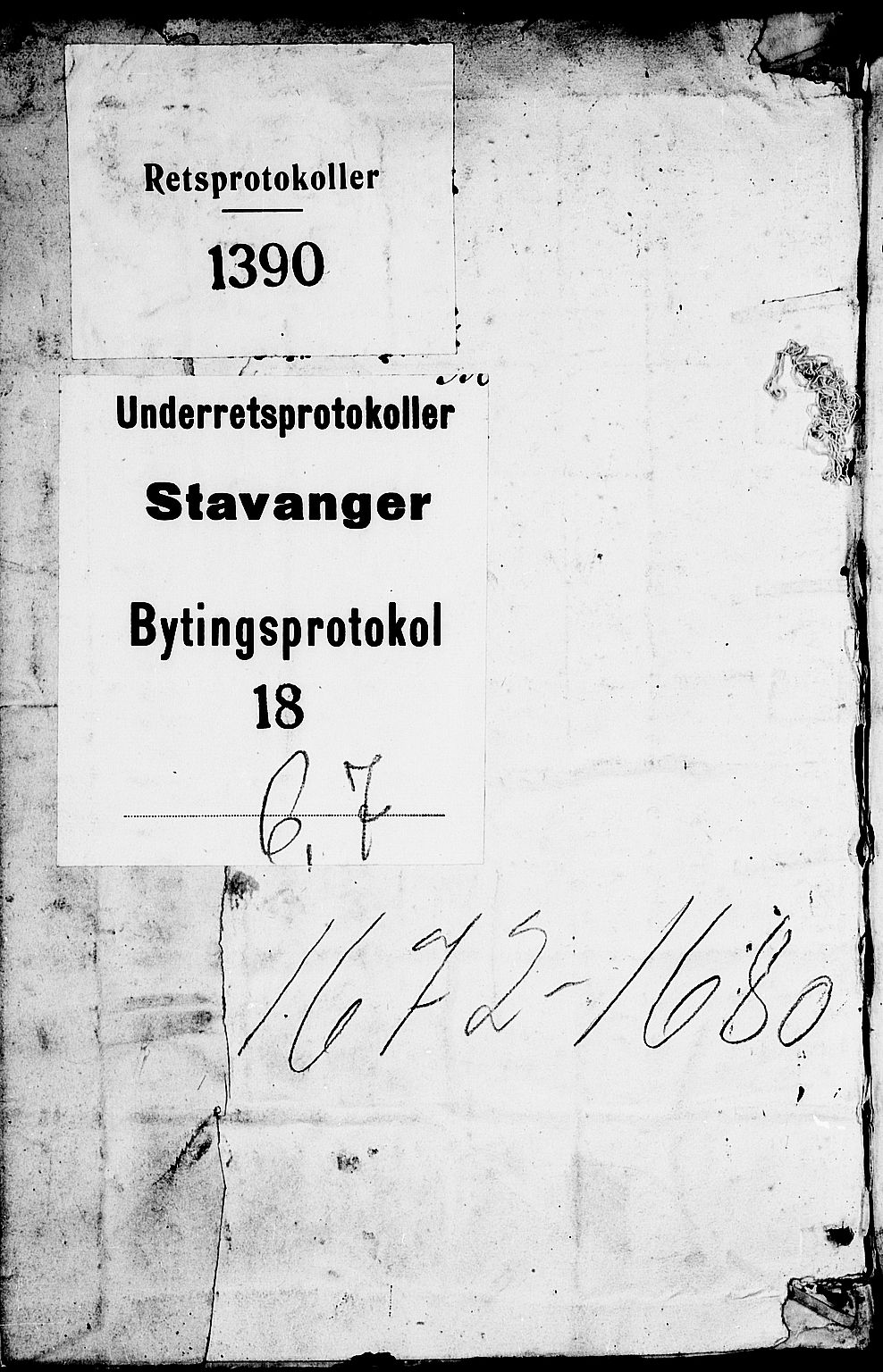 Stavanger byfogd, AV/SAST-A-101408/001/3/30/30BA/L0023: Bytingprotkoll, 1672-1680