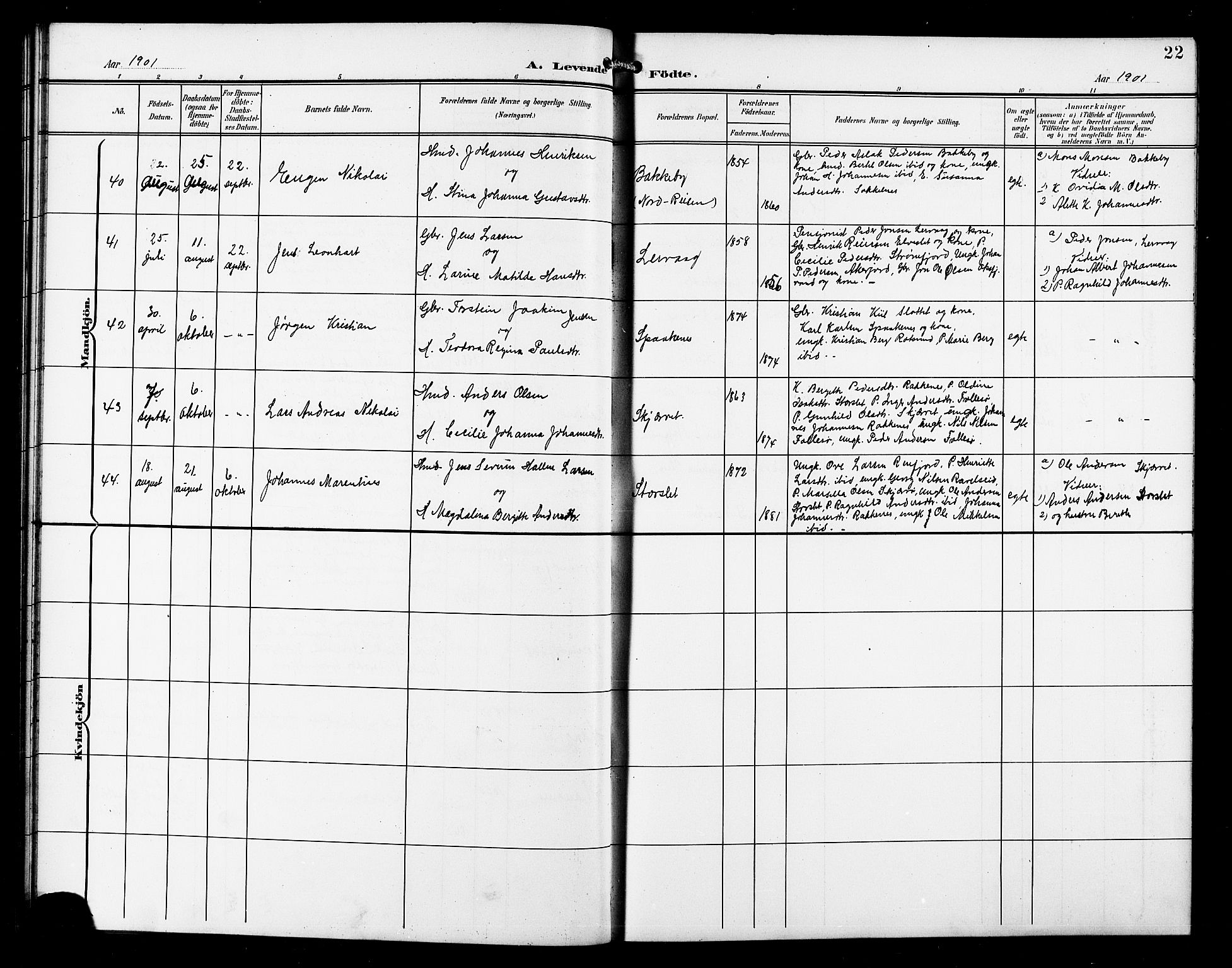 Skjervøy sokneprestkontor, AV/SATØ-S-1300/H/Ha/Hab/L0008klokker: Klokkerbok nr. 8, 1900-1910, s. 22