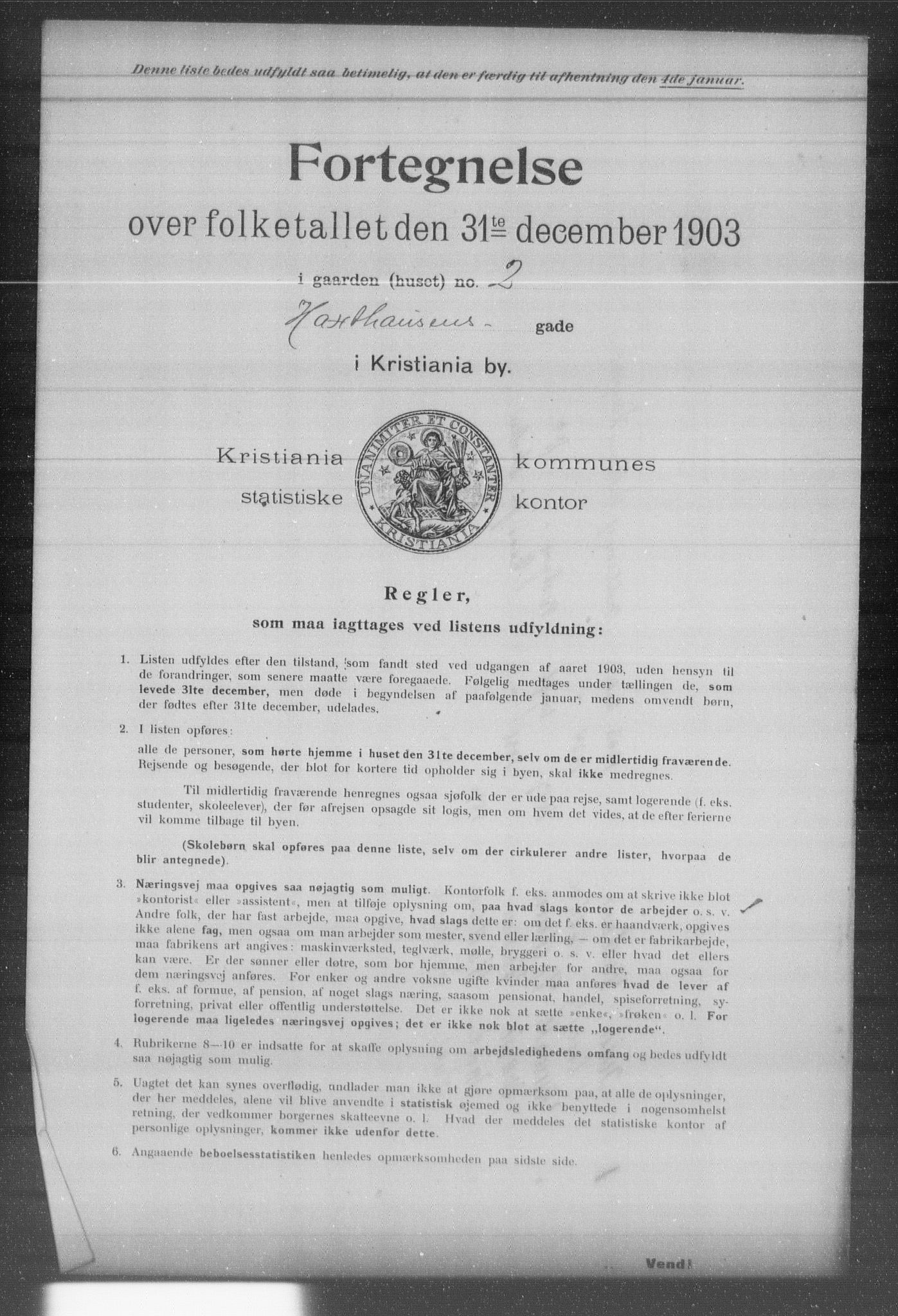 OBA, Kommunal folketelling 31.12.1903 for Kristiania kjøpstad, 1903, s. 7231