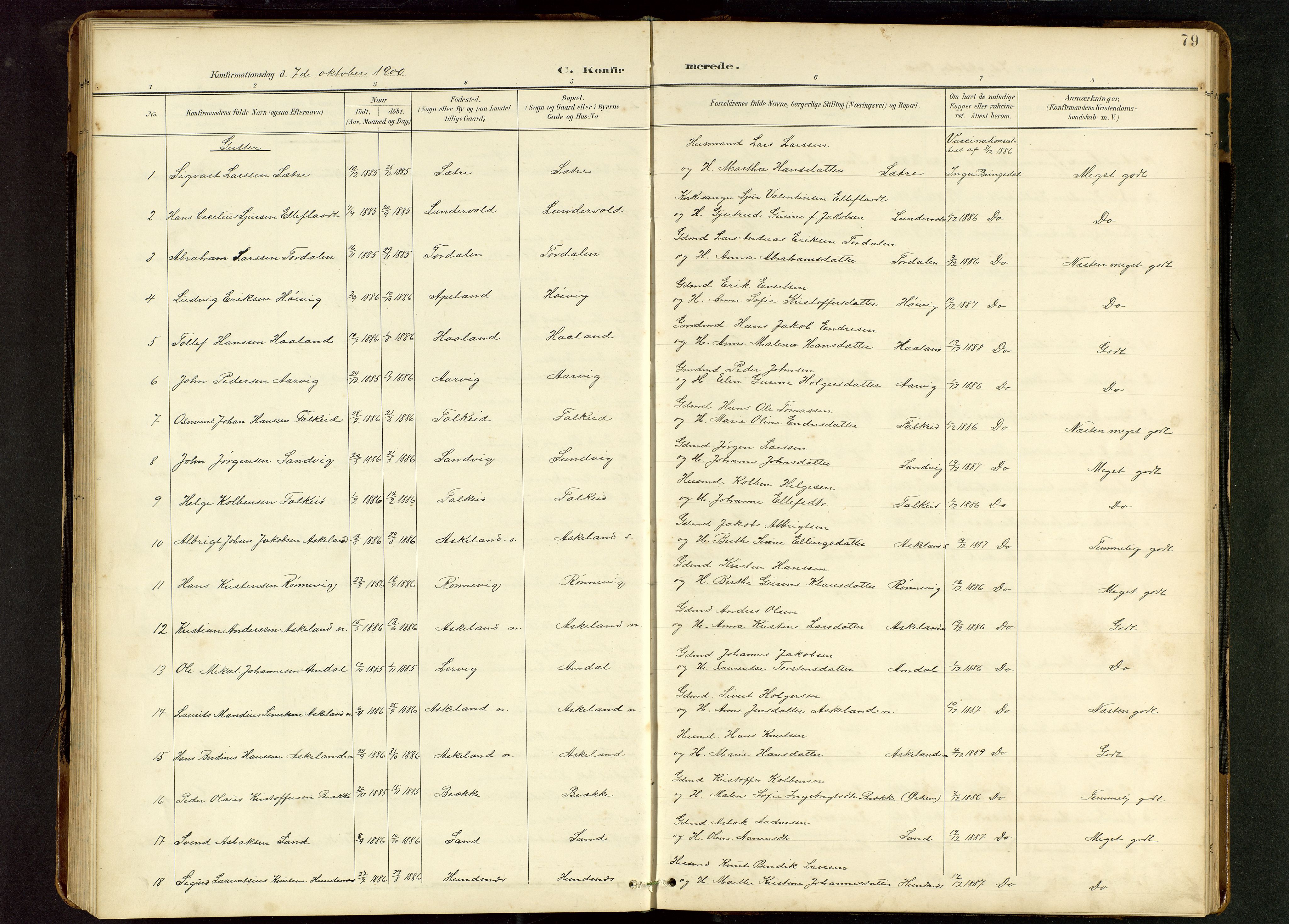 Tysvær sokneprestkontor, AV/SAST-A -101864/H/Ha/Hab/L0010: Klokkerbok nr. B 10, 1897-1912, s. 79