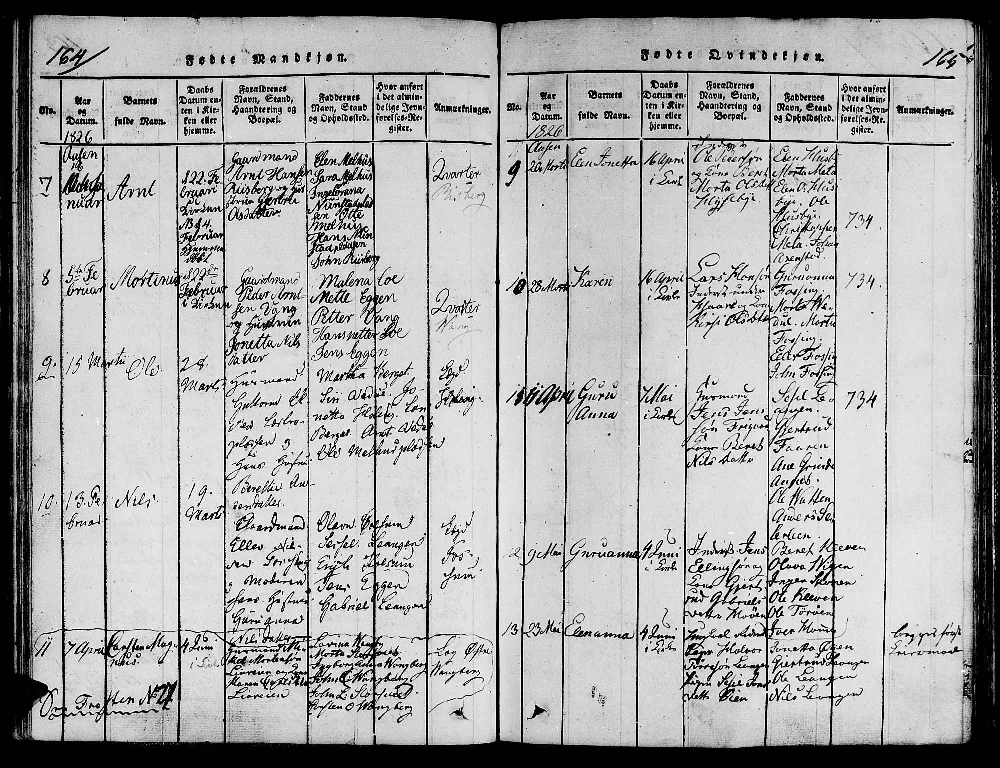 Ministerialprotokoller, klokkerbøker og fødselsregistre - Nord-Trøndelag, AV/SAT-A-1458/713/L0112: Ministerialbok nr. 713A04 /2, 1817-1827, s. 164-165