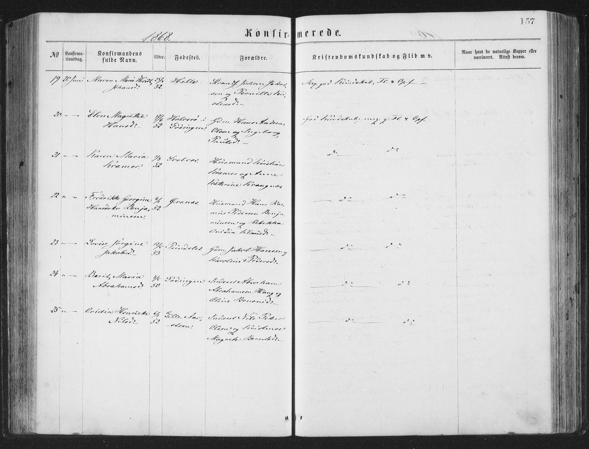 Ministerialprotokoller, klokkerbøker og fødselsregistre - Nordland, AV/SAT-A-1459/874/L1057: Ministerialbok nr. 874A01, 1866-1877, s. 157