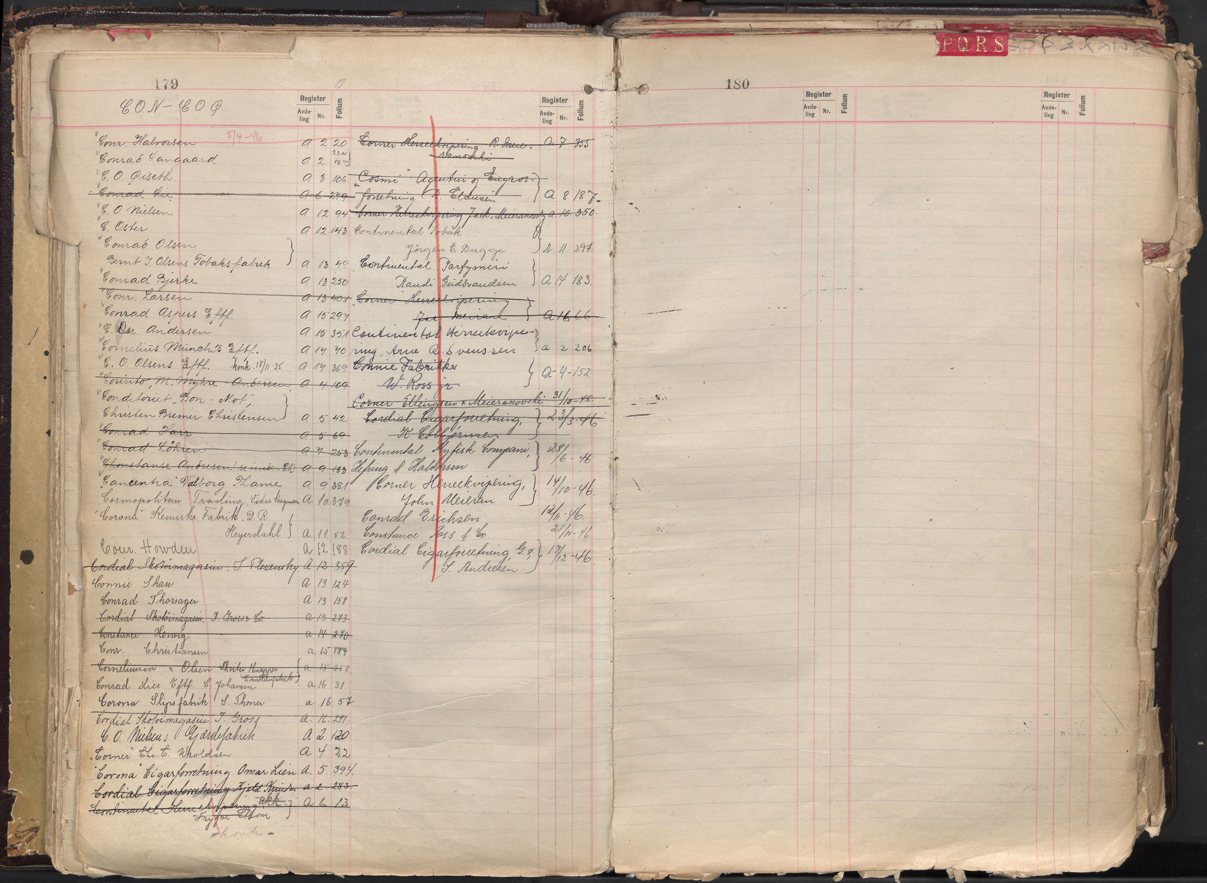 Oslo byfogd avd. II, AV/SAO-A-10942/G/Ga/Gaa/L0004: Firmaregister: A 1-17, ansvarlige firmaer, s. 179-180