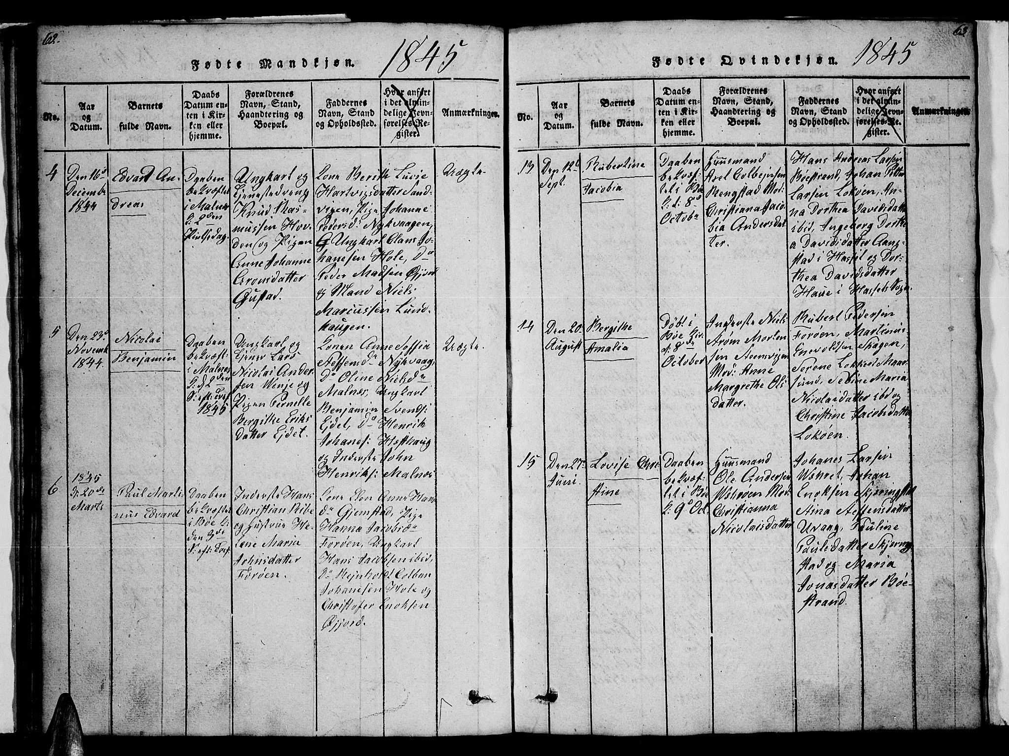 Ministerialprotokoller, klokkerbøker og fødselsregistre - Nordland, AV/SAT-A-1459/891/L1312: Klokkerbok nr. 891C01, 1820-1856, s. 62-63