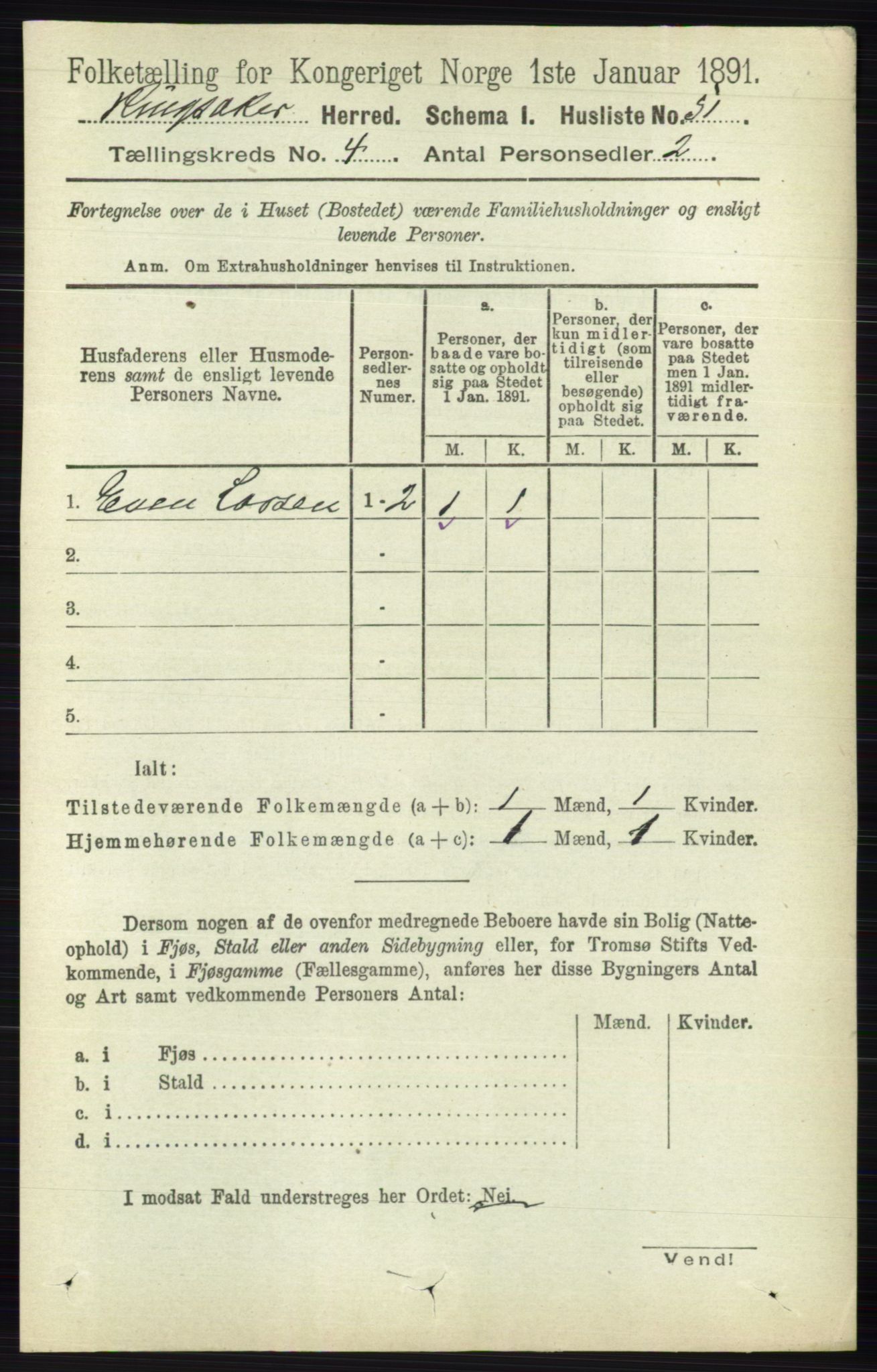 RA, Folketelling 1891 for 0412 Ringsaker herred, 1891, s. 1732