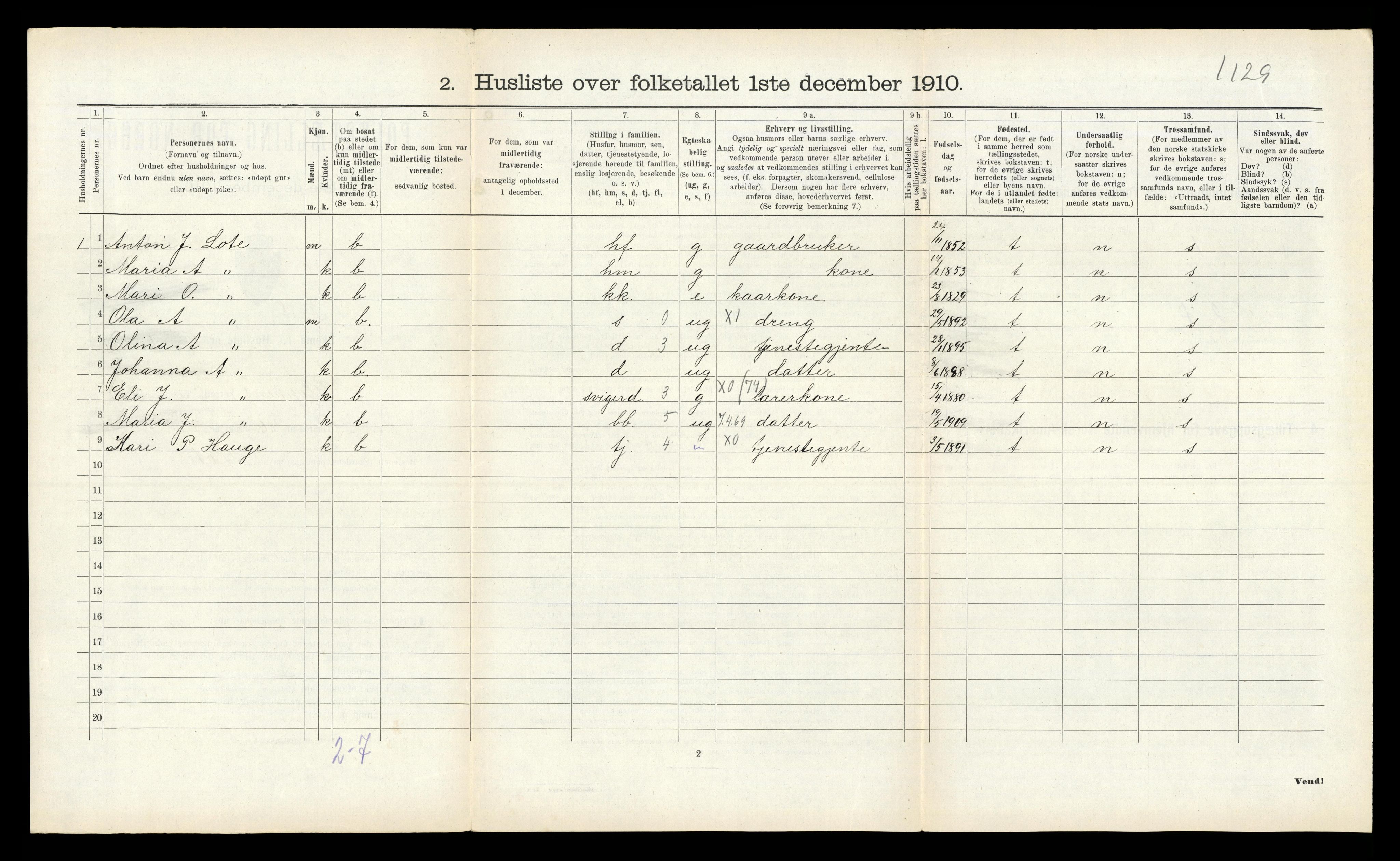 RA, Folketelling 1910 for 1445 Gloppen herred, 1910, s. 579