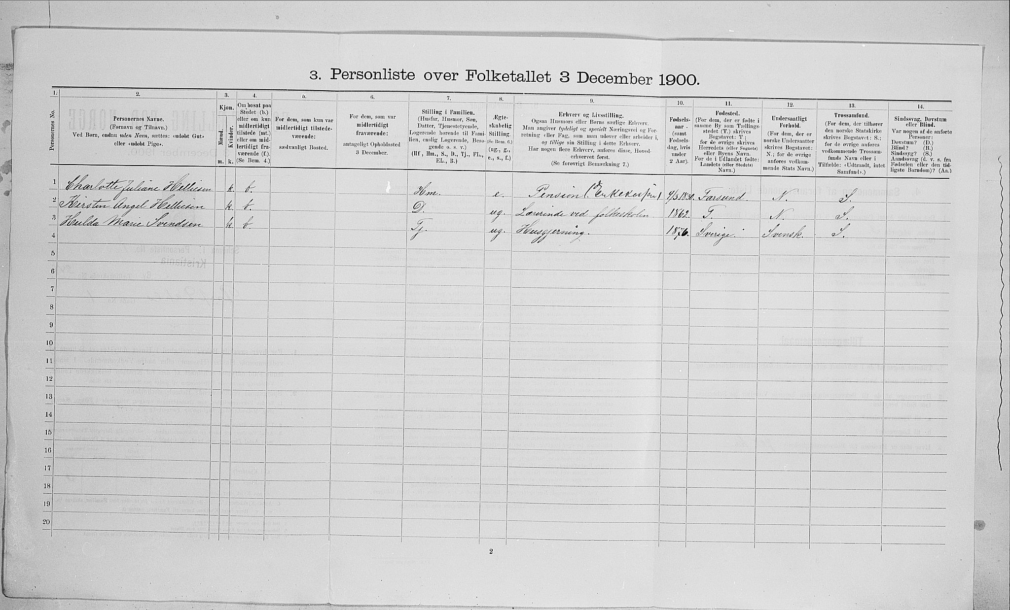 SAO, Folketelling 1900 for 0301 Kristiania kjøpstad, 1900, s. 73155