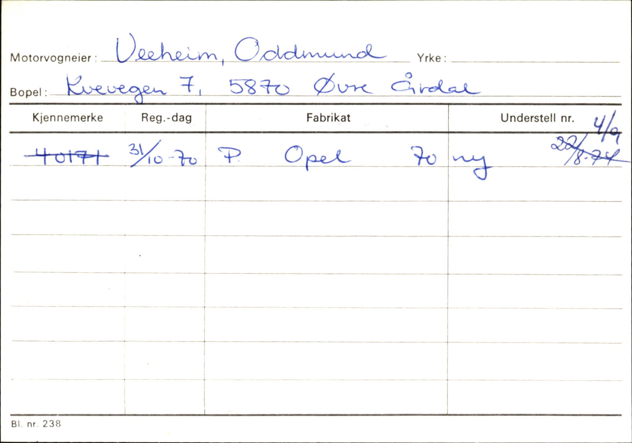 Statens vegvesen, Sogn og Fjordane vegkontor, AV/SAB-A-5301/4/F/L0146: Registerkort Årdal R-Å samt diverse kort, 1945-1975, s. 1146