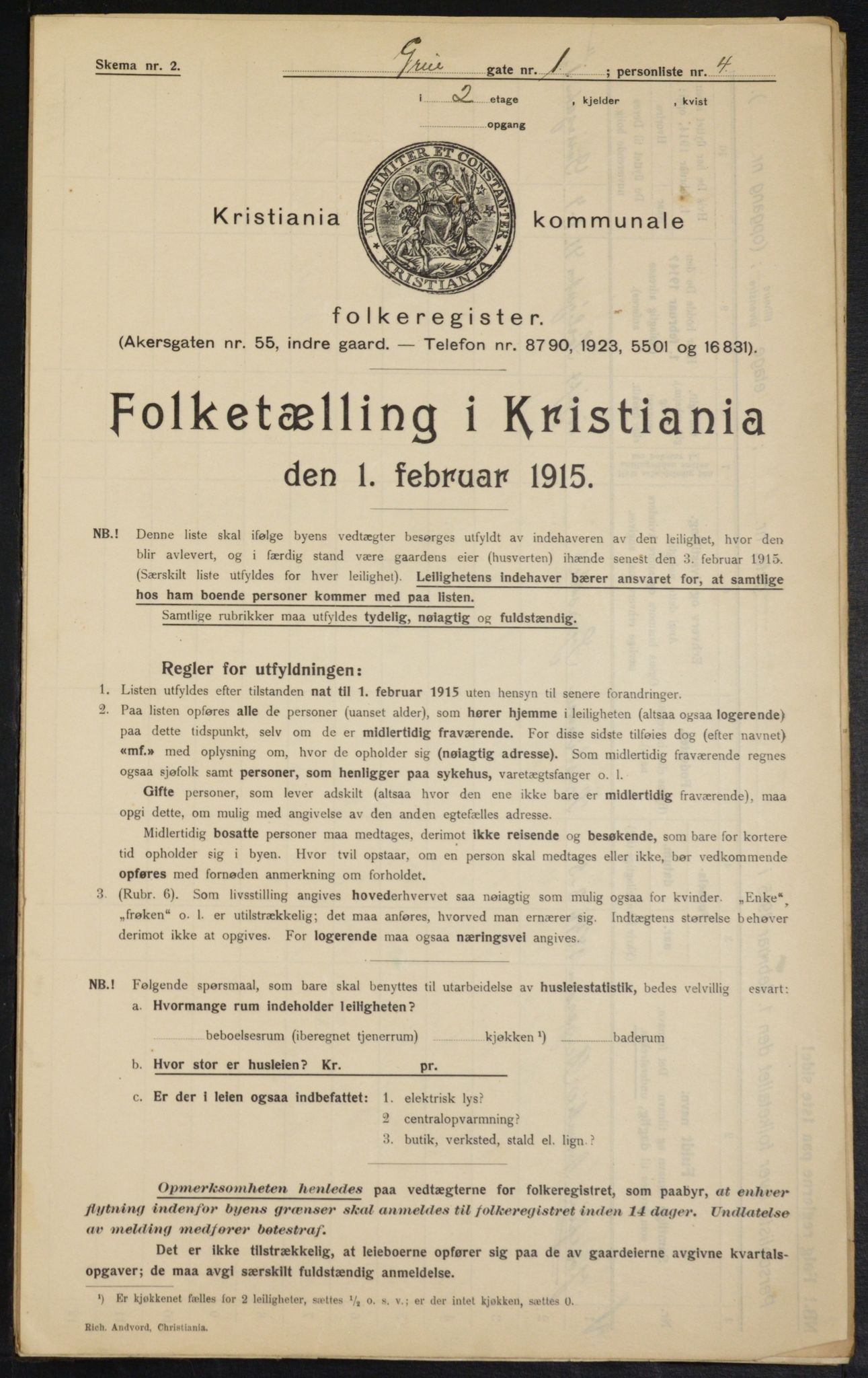 OBA, Kommunal folketelling 1.2.1915 for Kristiania, 1915, s. 29833