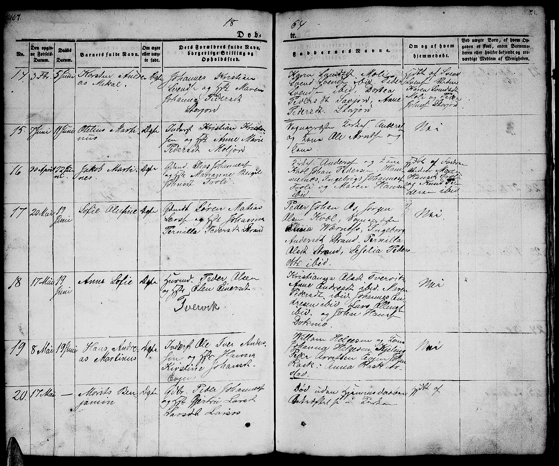 Ministerialprotokoller, klokkerbøker og fødselsregistre - Nordland, AV/SAT-A-1459/846/L0652: Klokkerbok nr. 846C02, 1841-1871, s. 107