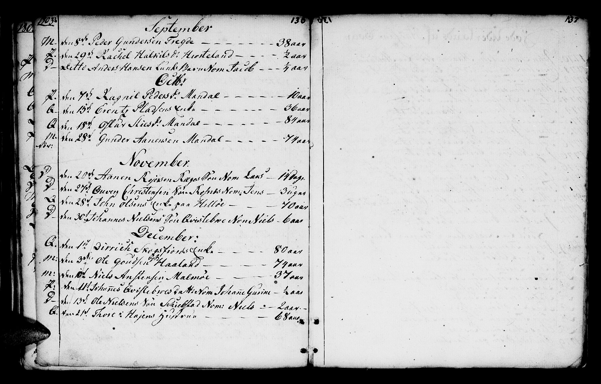 Mandal sokneprestkontor, AV/SAK-1111-0030/F/Fa/Faa/L0005: Ministerialbok nr. A 5, 1748-1803, s. 136-137