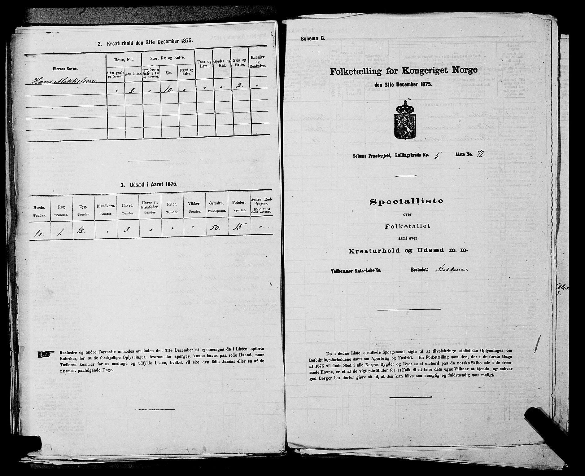 SAKO, Folketelling 1875 for 0818P Solum prestegjeld, 1875, s. 986