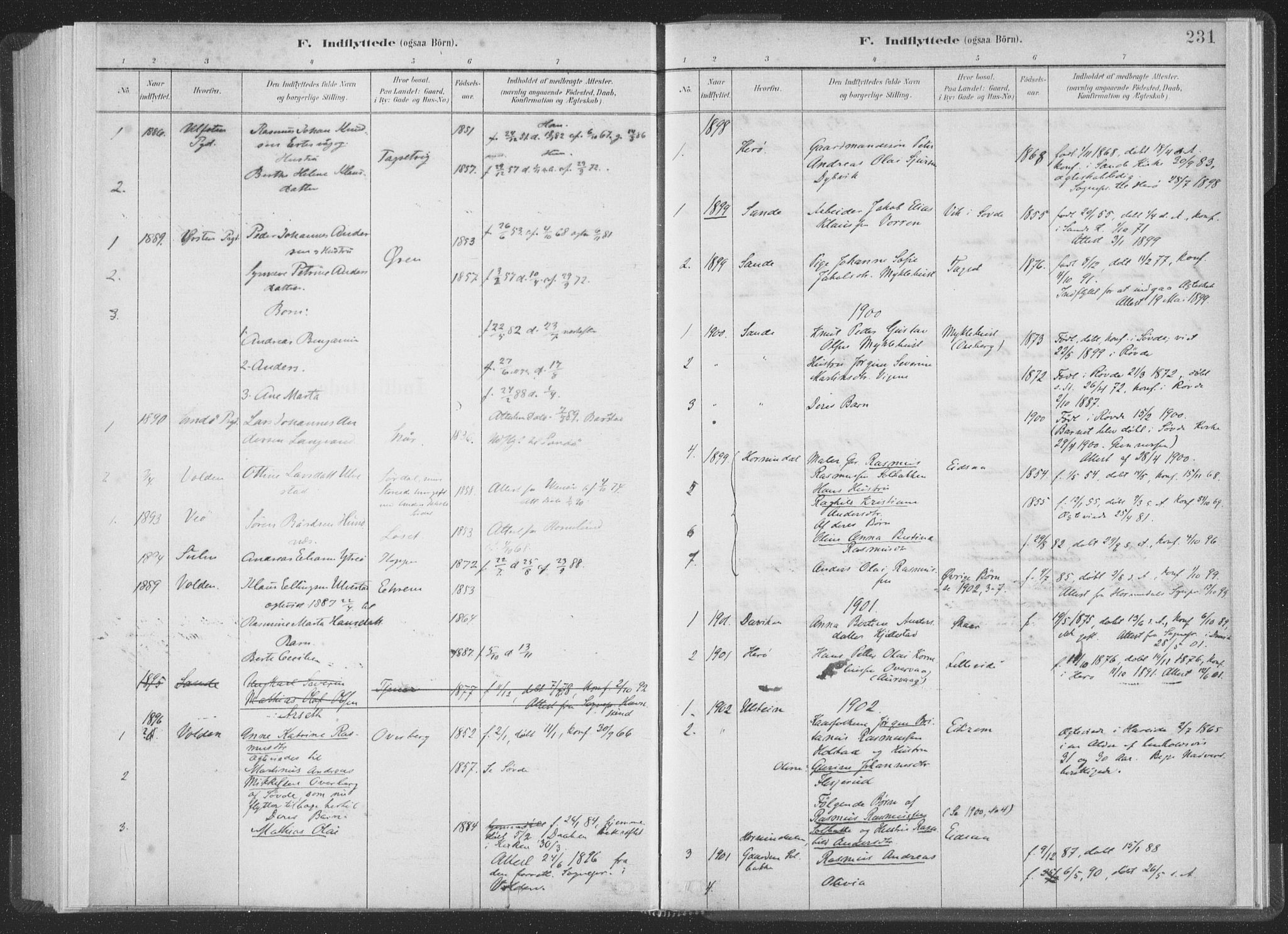 Ministerialprotokoller, klokkerbøker og fødselsregistre - Møre og Romsdal, SAT/A-1454/502/L0025: Ministerialbok nr. 502A03, 1885-1909, s. 231