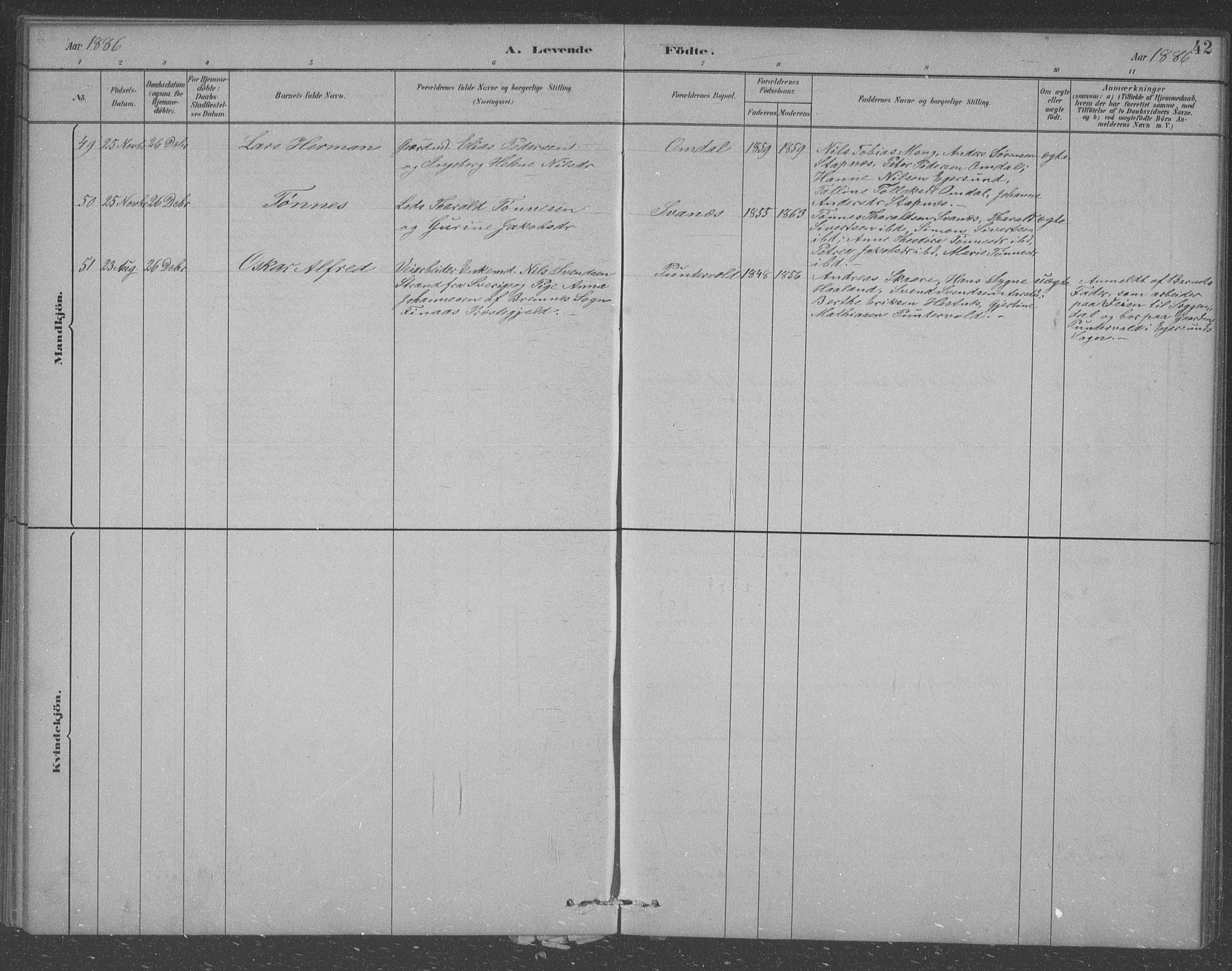 Eigersund sokneprestkontor, AV/SAST-A-101807/S09/L0007: Klokkerbok nr. B 7, 1882-1892, s. 42