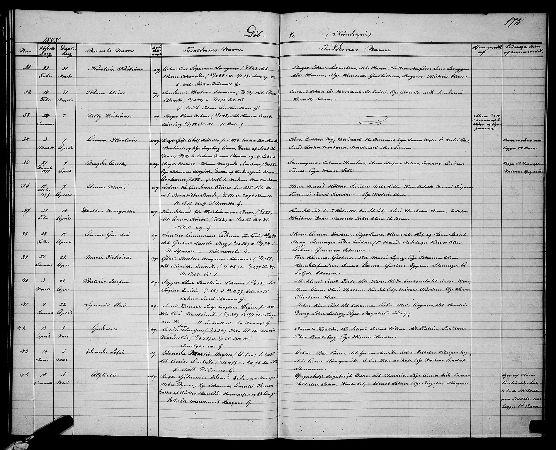 Ministerialprotokoller, klokkerbøker og fødselsregistre - Sør-Trøndelag, AV/SAT-A-1456/604/L0220: Klokkerbok nr. 604C03, 1870-1885, s. 175