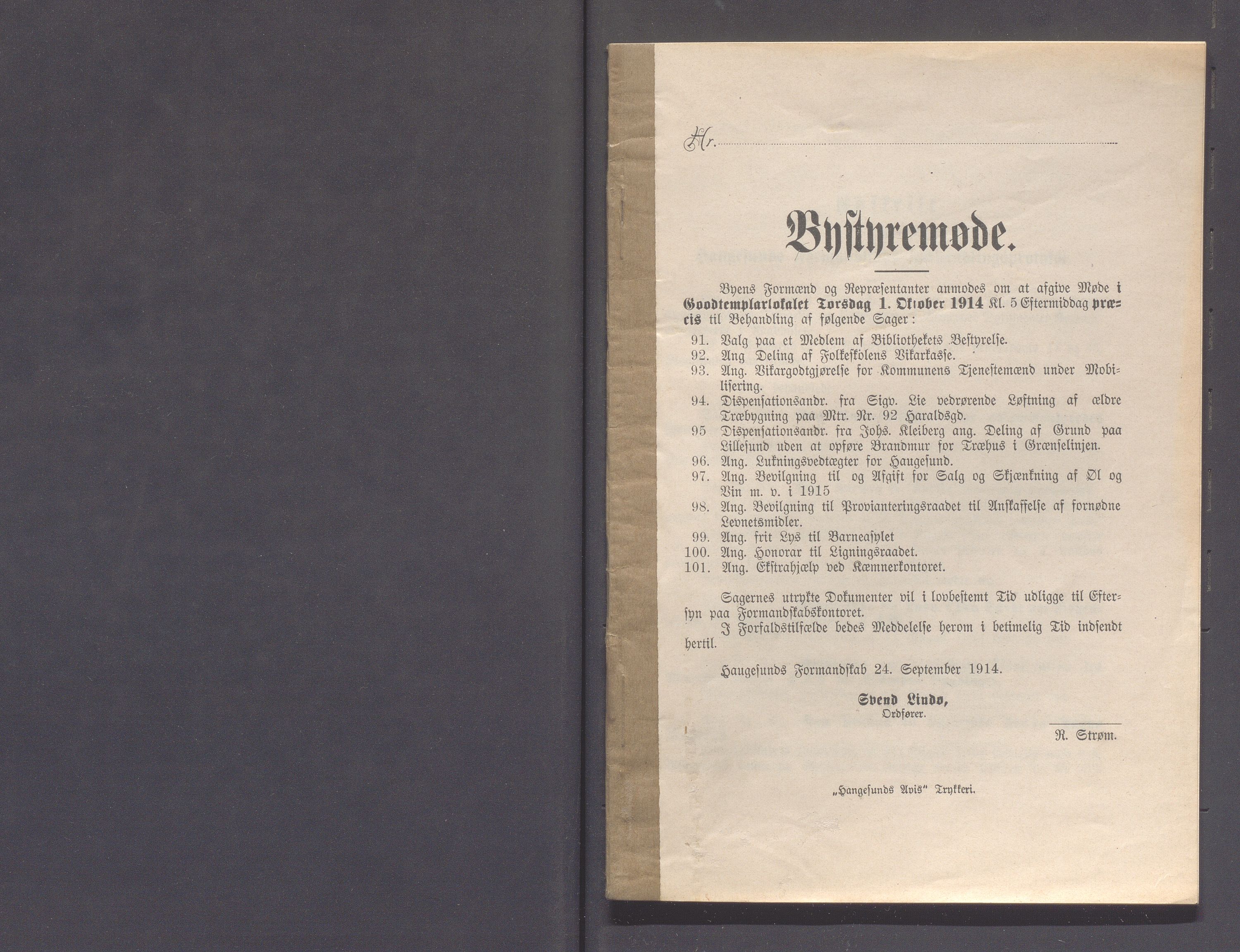 Haugesund kommune - Formannskapet og Bystyret, IKAR/A-740/A/Abb/L0002: Bystyreforhandlinger, 1908-1917, s. 516