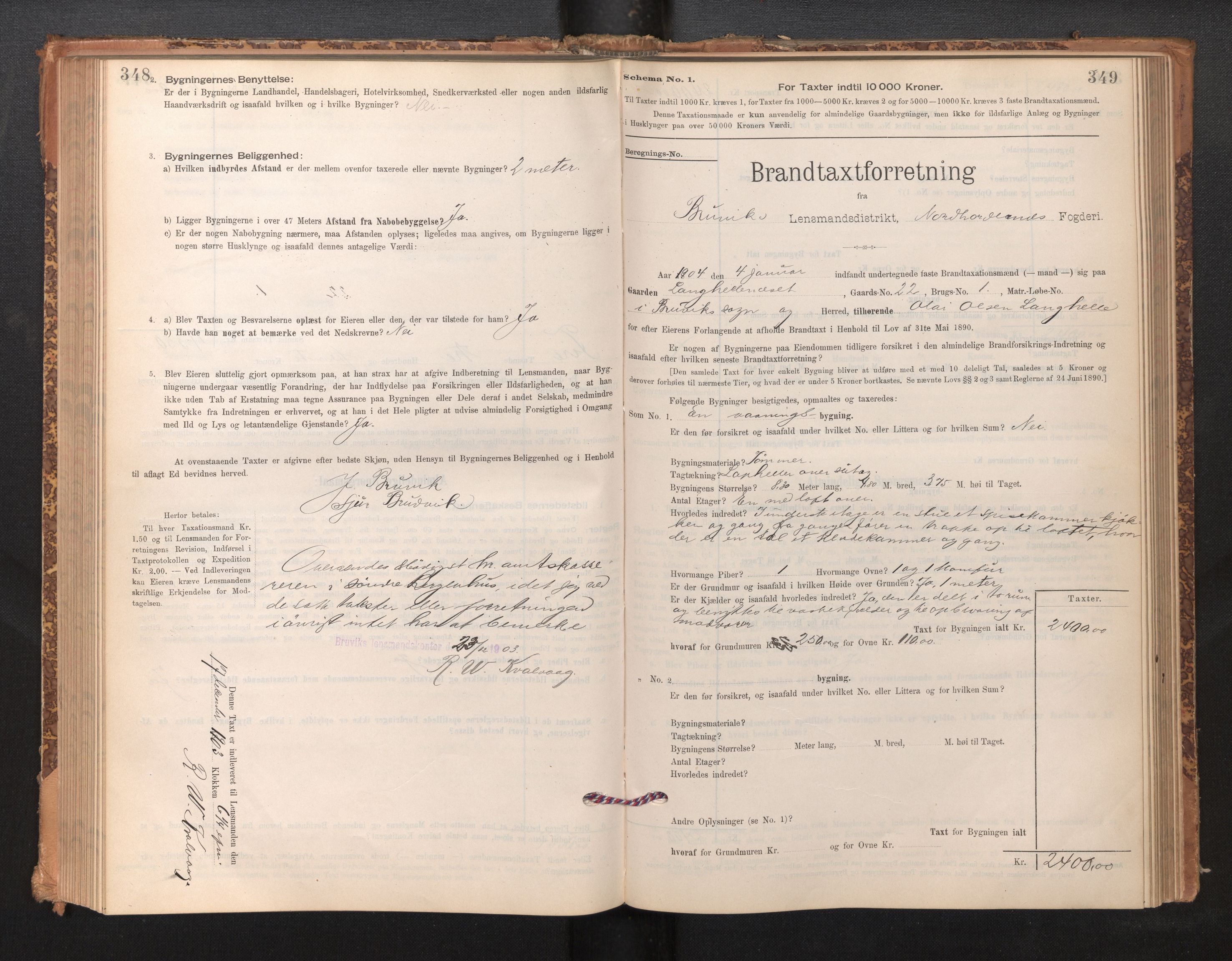 Lensmannen i Bruvik, SAB/A-31301/0012/L0006: Branntakstprotokoll, skjematakst, 1894-1906, s. 348-349