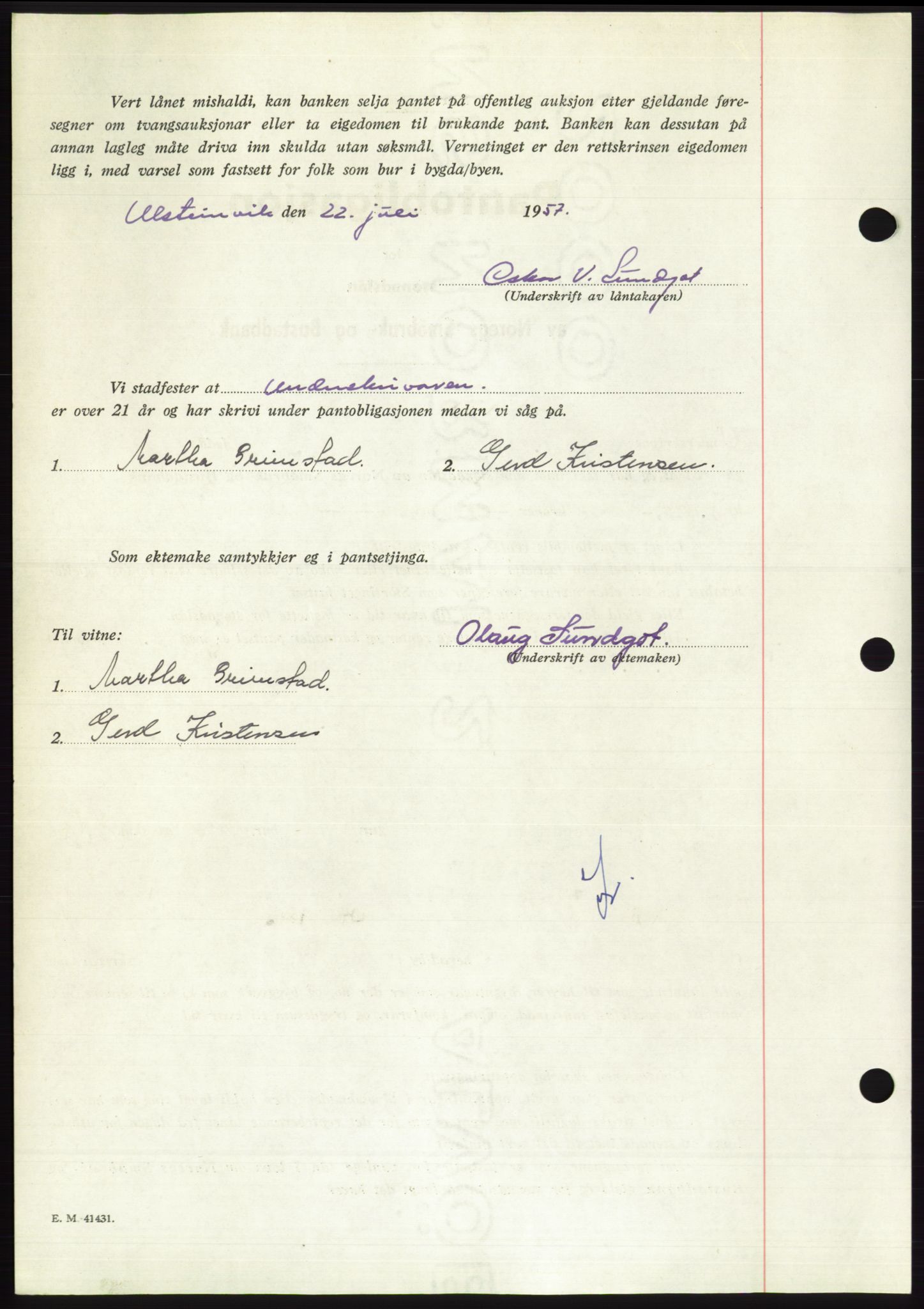 Søre Sunnmøre sorenskriveri, AV/SAT-A-4122/1/2/2C/L0130: Pantebok nr. 18B, 1957-1958, Dagboknr: 1738/1957