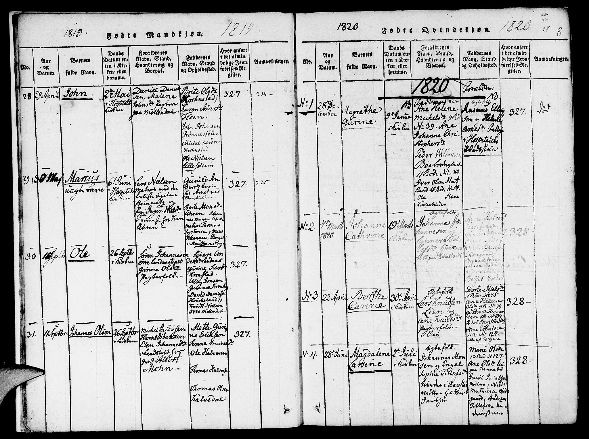 St. Jørgens hospital og Årstad sokneprestembete, AV/SAB-A-99934: Ministerialbok nr. A 3, 1815-1843, s. 8