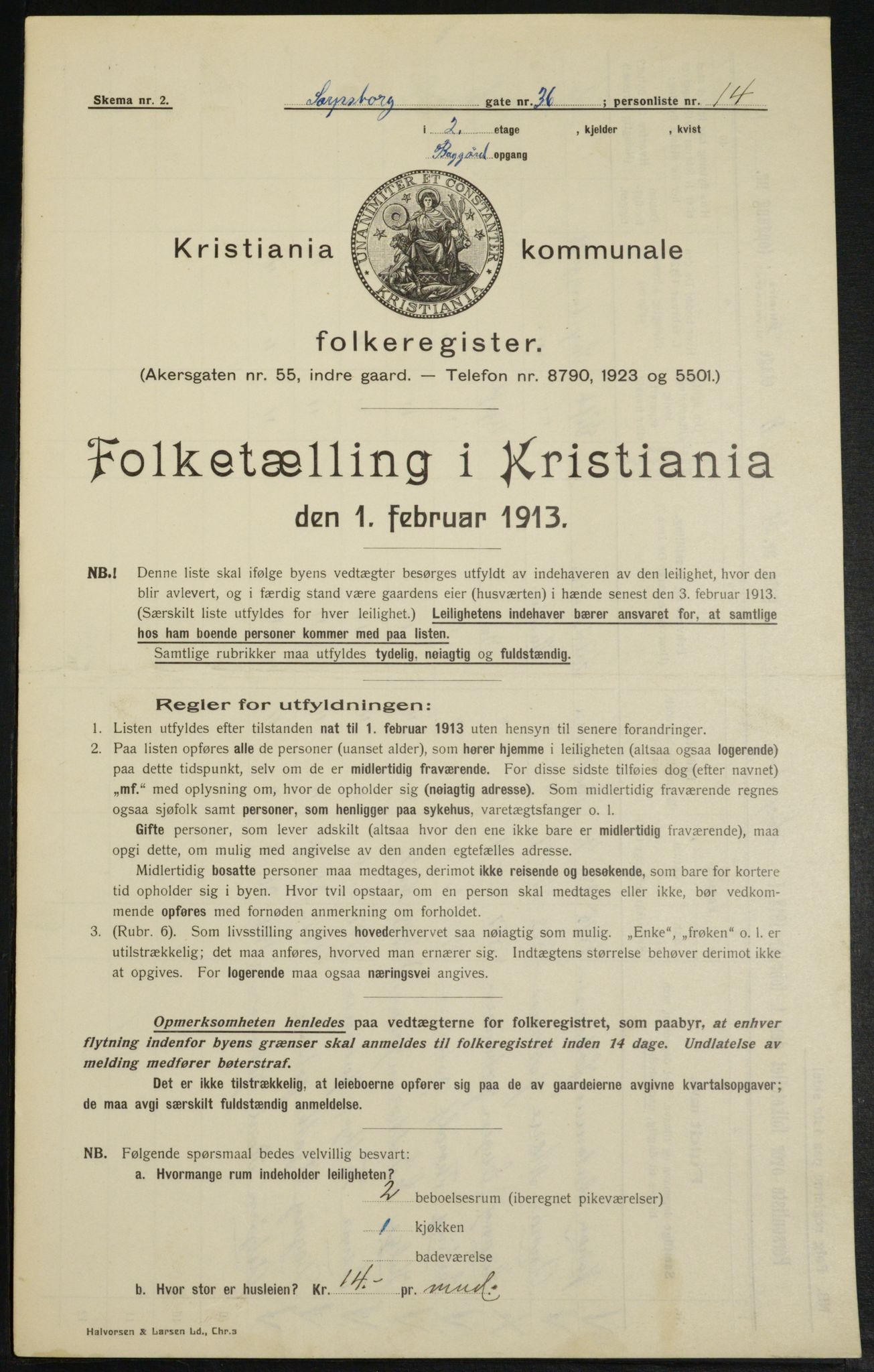 OBA, Kommunal folketelling 1.2.1913 for Kristiania, 1913, s. 89199