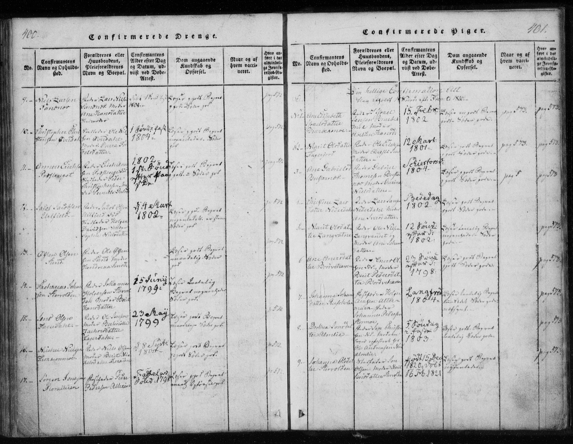 Ministerialprotokoller, klokkerbøker og fødselsregistre - Nordland, AV/SAT-A-1459/825/L0353: Ministerialbok nr. 825A07, 1820-1826, s. 400-401