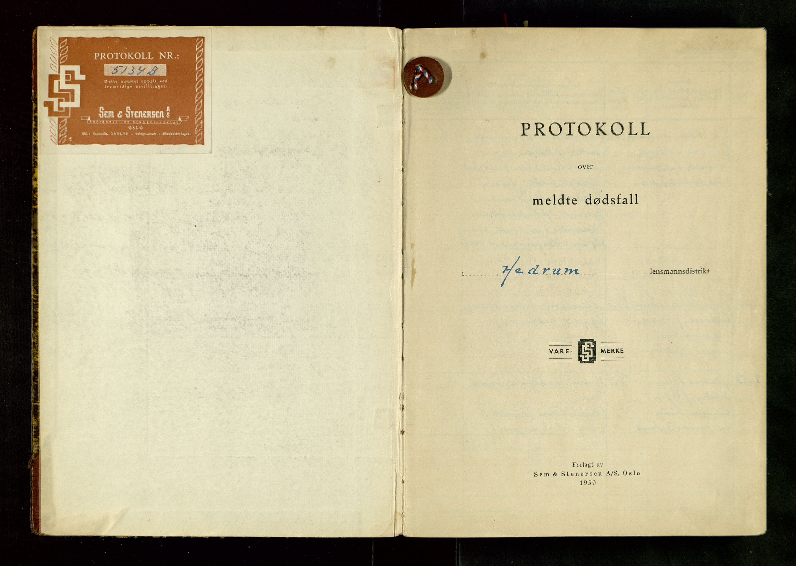 Hedrum lensmannskontor, AV/SAKO-A-536/H/Ha/L0006: Dødsfallsprotokoll, 1953-1960