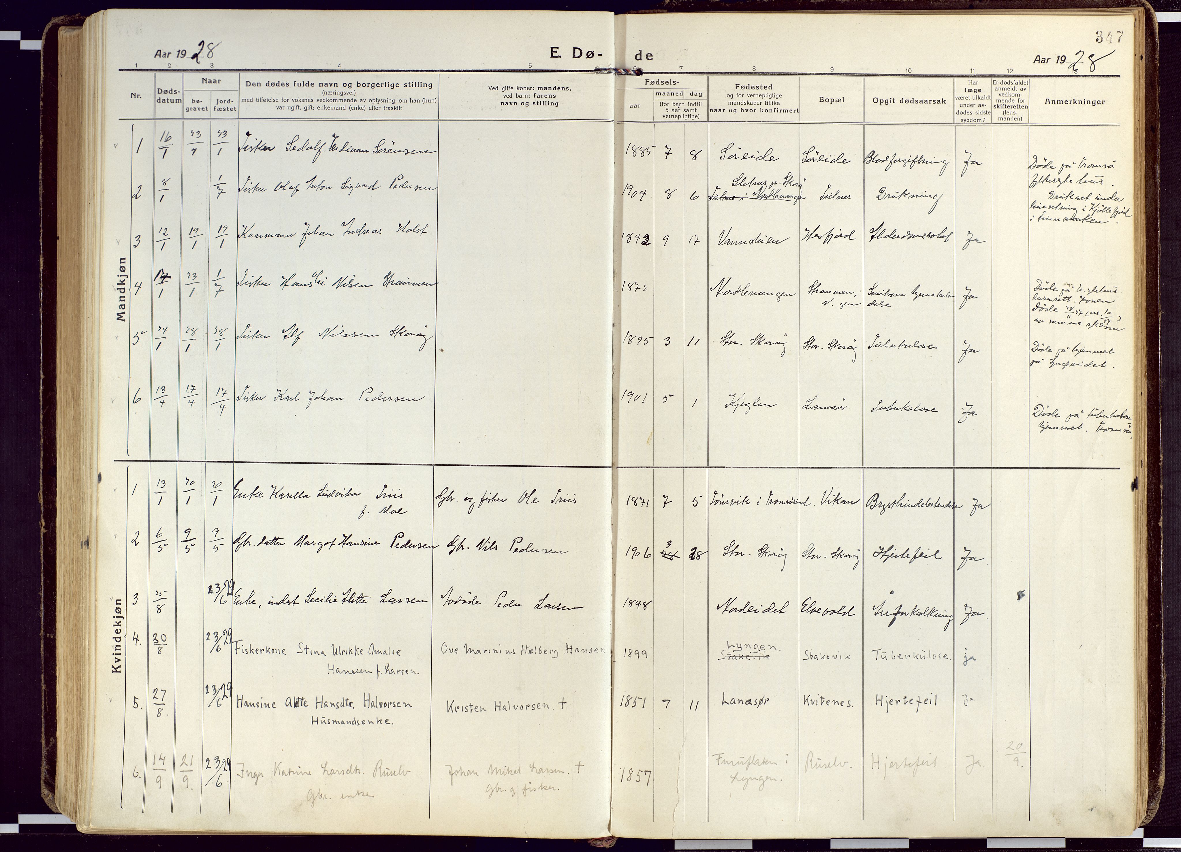 Karlsøy sokneprestembete, SATØ/S-1299/H/Ha/Haa/L0015kirke: Ministerialbok nr. 15, 1918-1929, s. 347