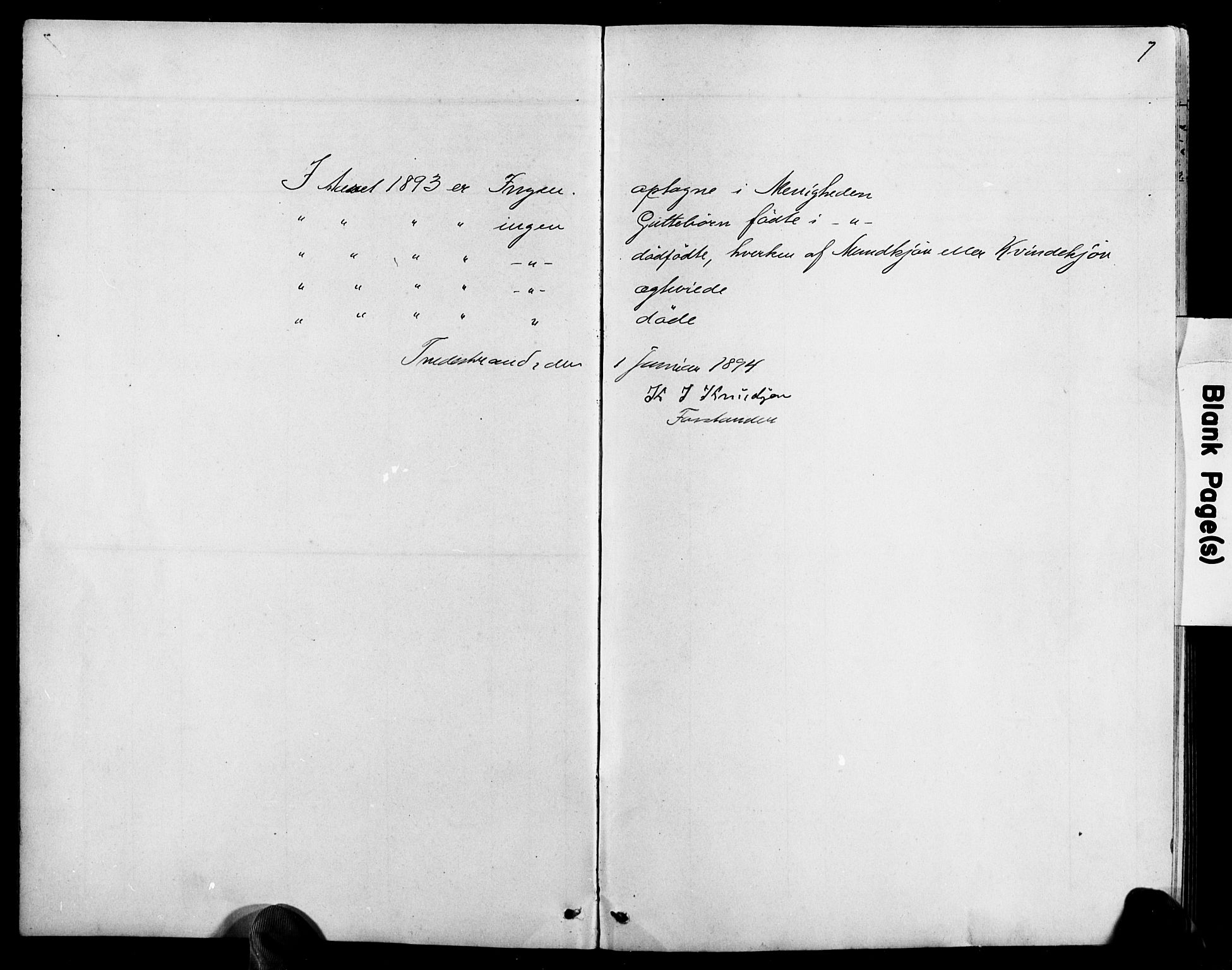 Baptistmenigheten i Tvedestrand, SAK/1292-0004/F/Fa/L0002: Dissenterprotokoll nr. F 1, 1892-1895, s. 7