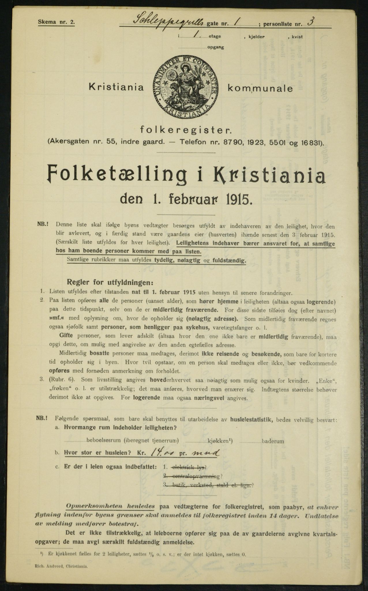 OBA, Kommunal folketelling 1.2.1915 for Kristiania, 1915, s. 89199