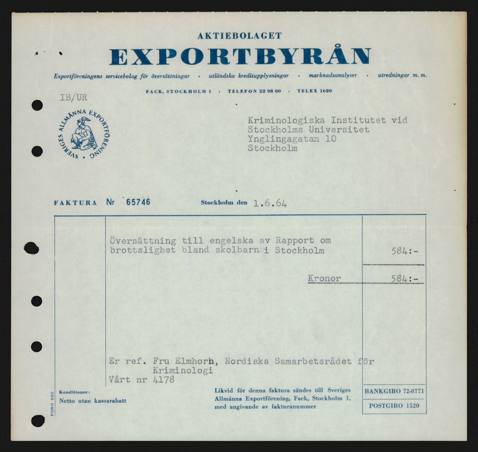 Justisdepartementet, Nordisk samarbeidsråd for kriminologi, AV/RA-S-1164/D/Da/L0001: A Rådets virksomhet, 1961-1974, s. 1128