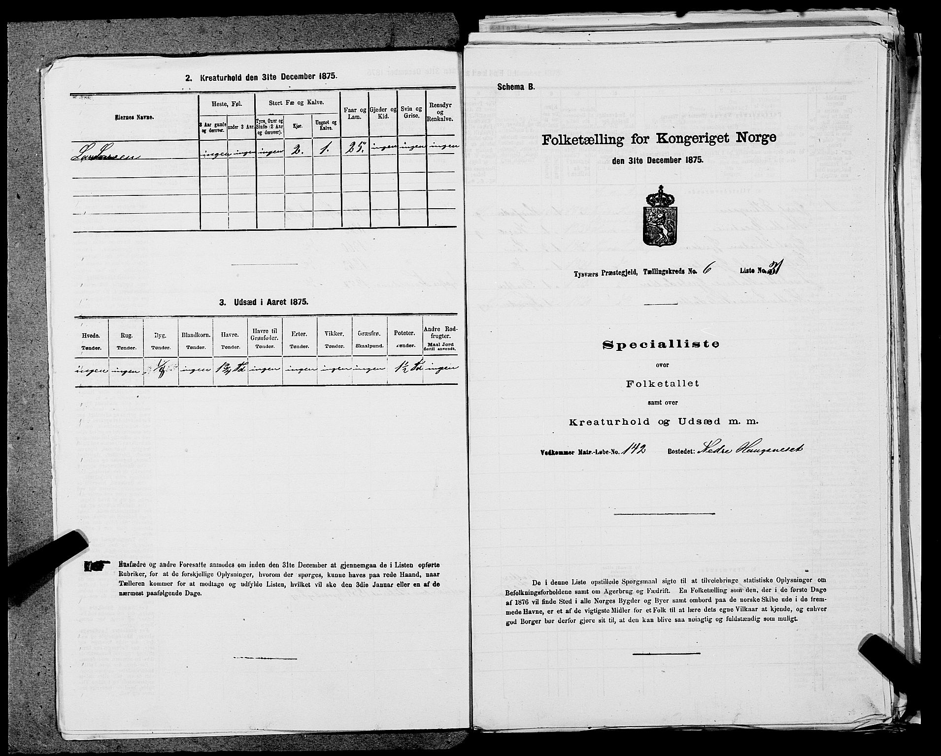 SAST, Folketelling 1875 for 1146P Tysvær prestegjeld, 1875, s. 712