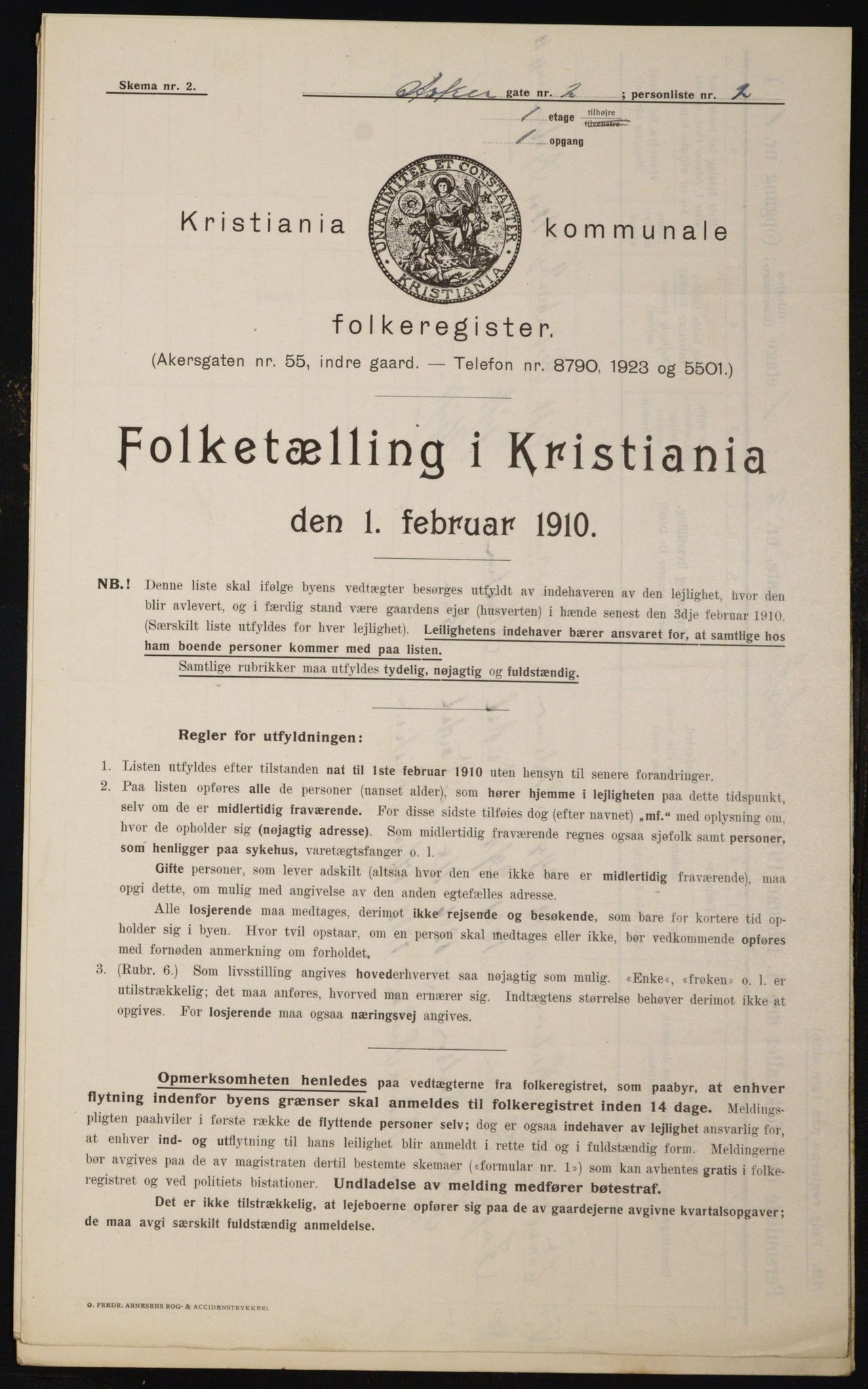 OBA, Kommunal folketelling 1.2.1910 for Kristiania, 1910, s. 2319