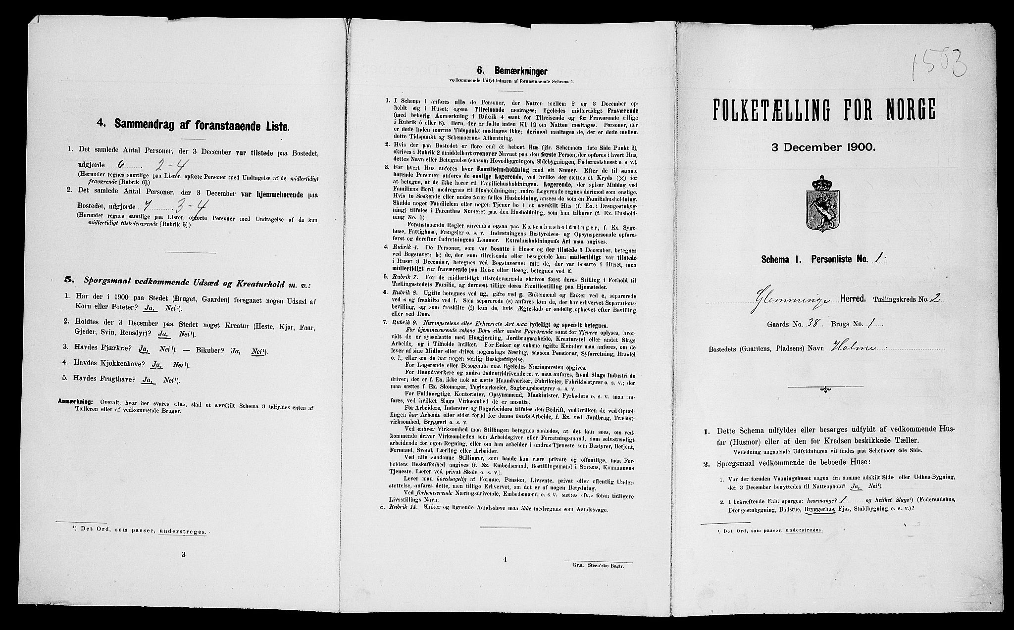 SAO, Folketelling 1900 for 0132 Glemmen herred, 1900, s. 142