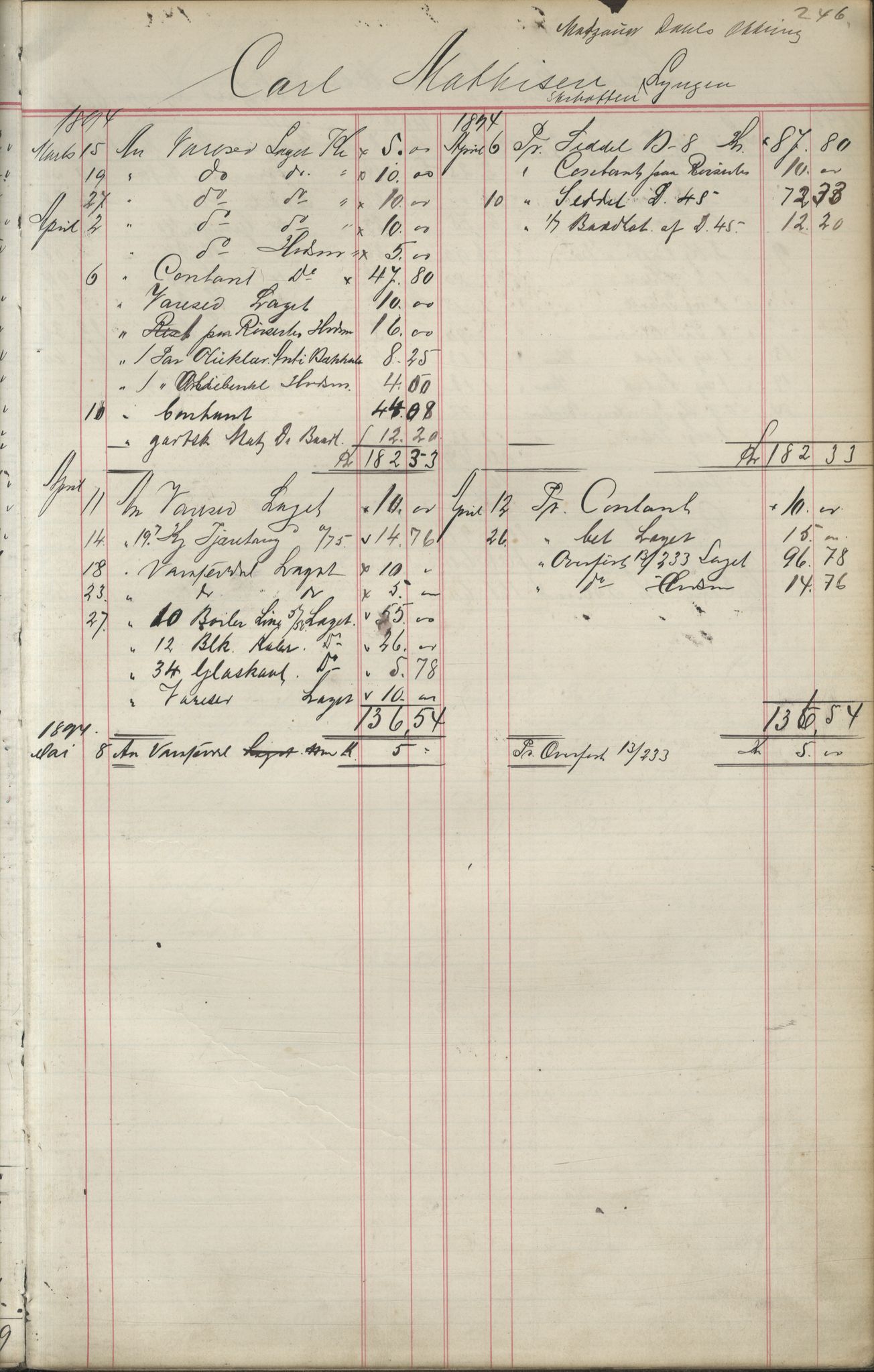 Brodtkorb handel A/S, VAMU/A-0001/F/Fa/L0004/0001: Kompanibøker. Utensogns / Compagnibog for Udensogns Fiskere No 15. Fra A - H, 1882-1895, s. 246