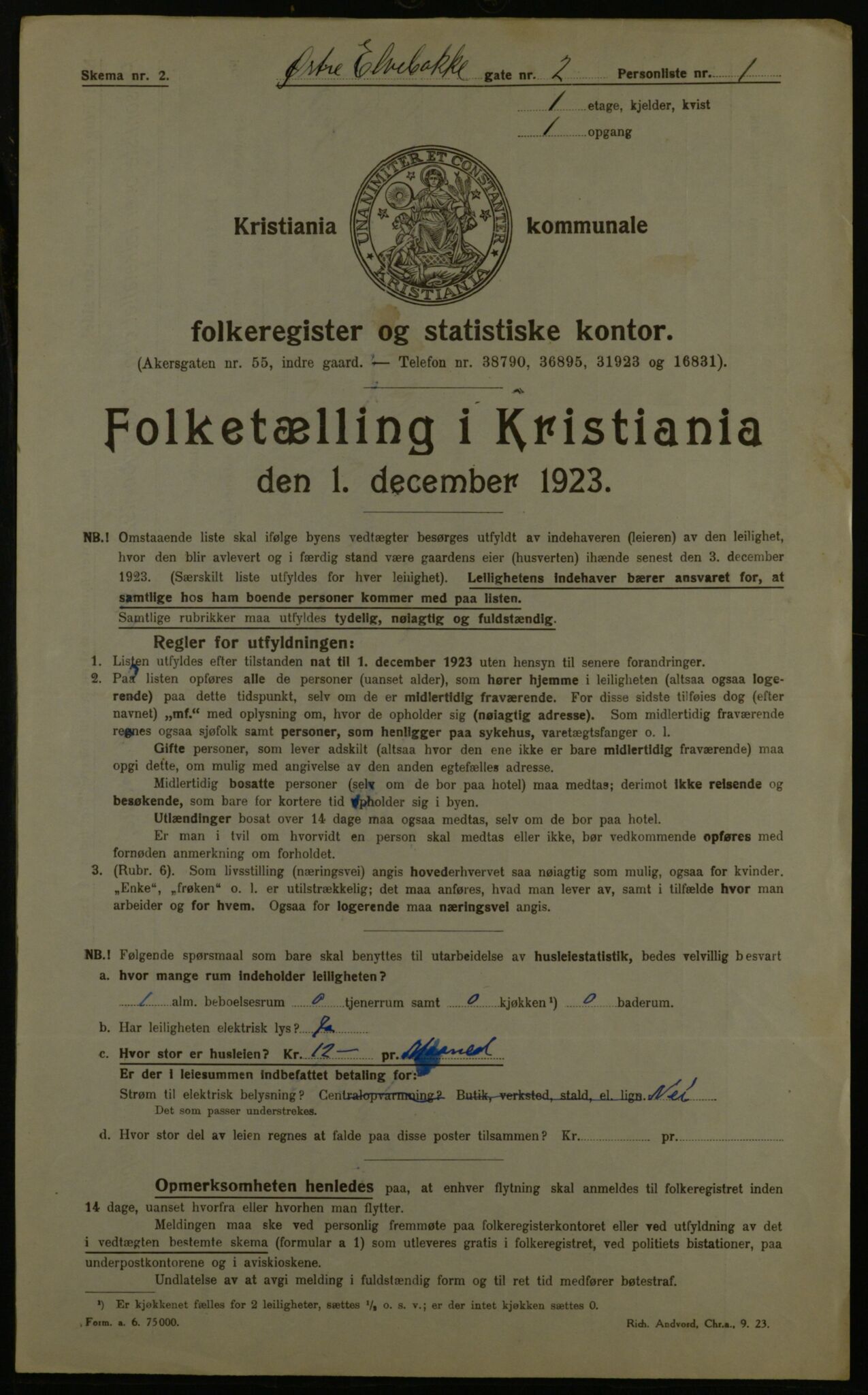 OBA, Kommunal folketelling 1.12.1923 for Kristiania, 1923, s. 142728