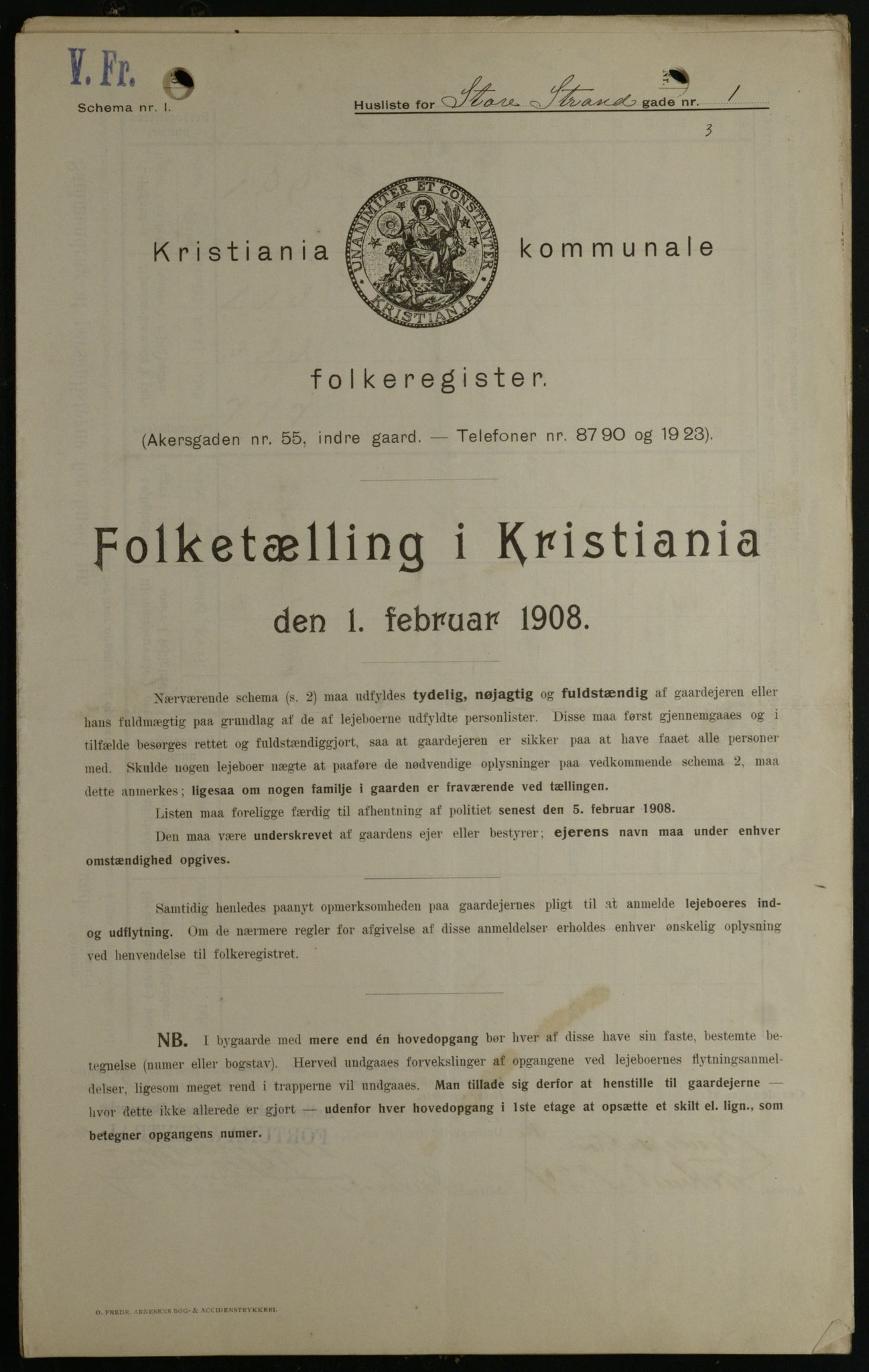 OBA, Kommunal folketelling 1.2.1908 for Kristiania kjøpstad, 1908, s. 92391