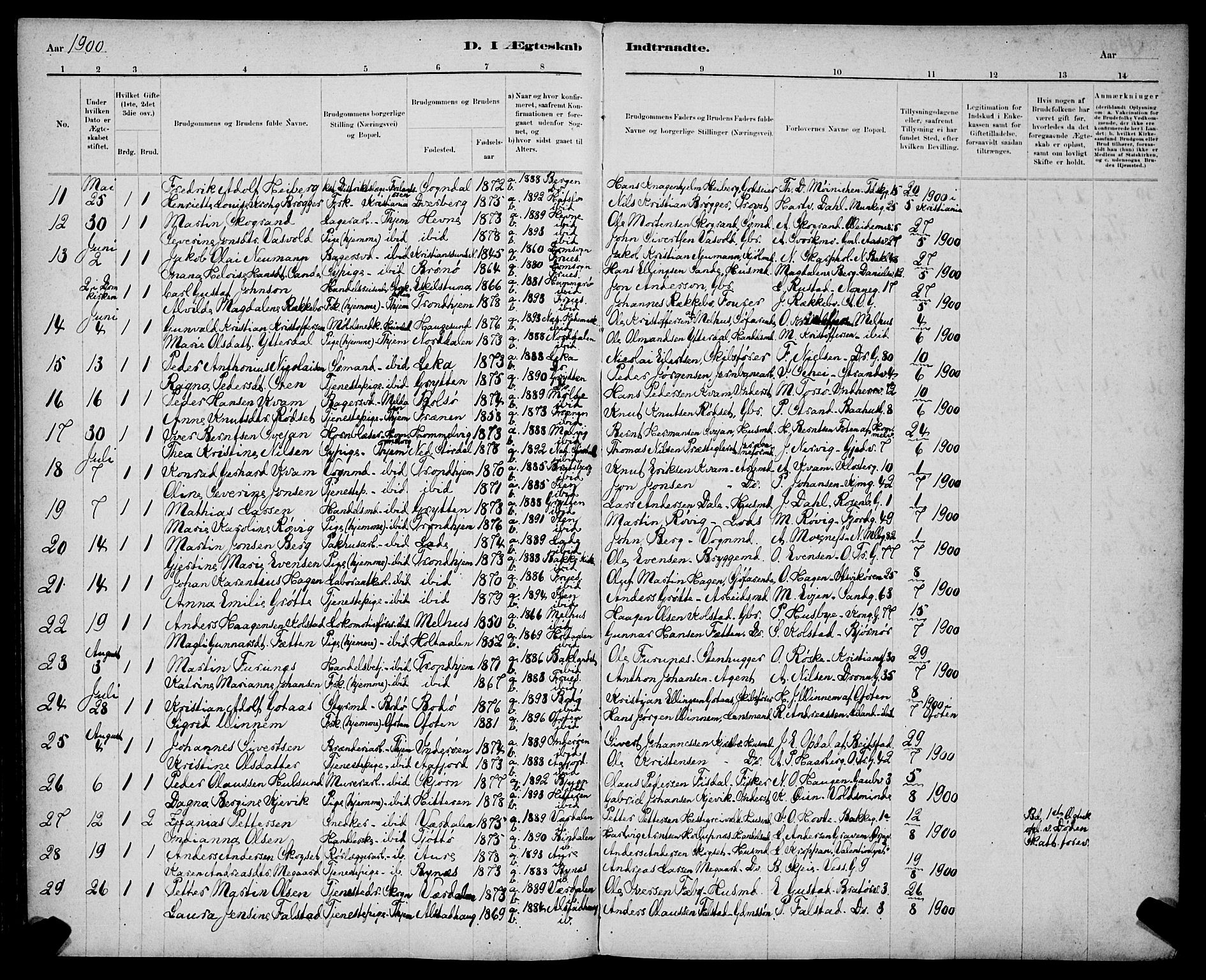 Ministerialprotokoller, klokkerbøker og fødselsregistre - Sør-Trøndelag, SAT/A-1456/602/L0143: Klokkerbok nr. 602C11, 1878-1902