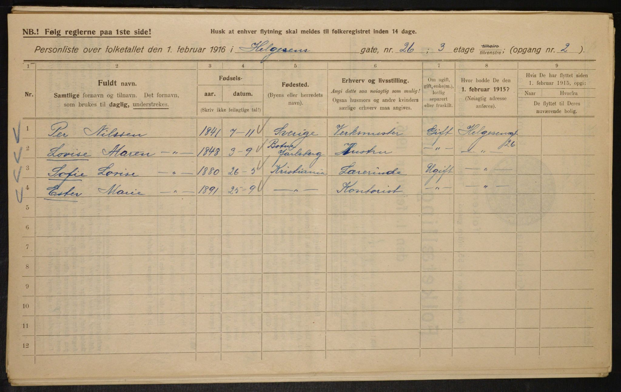 OBA, Kommunal folketelling 1.2.1916 for Kristiania, 1916, s. 38588